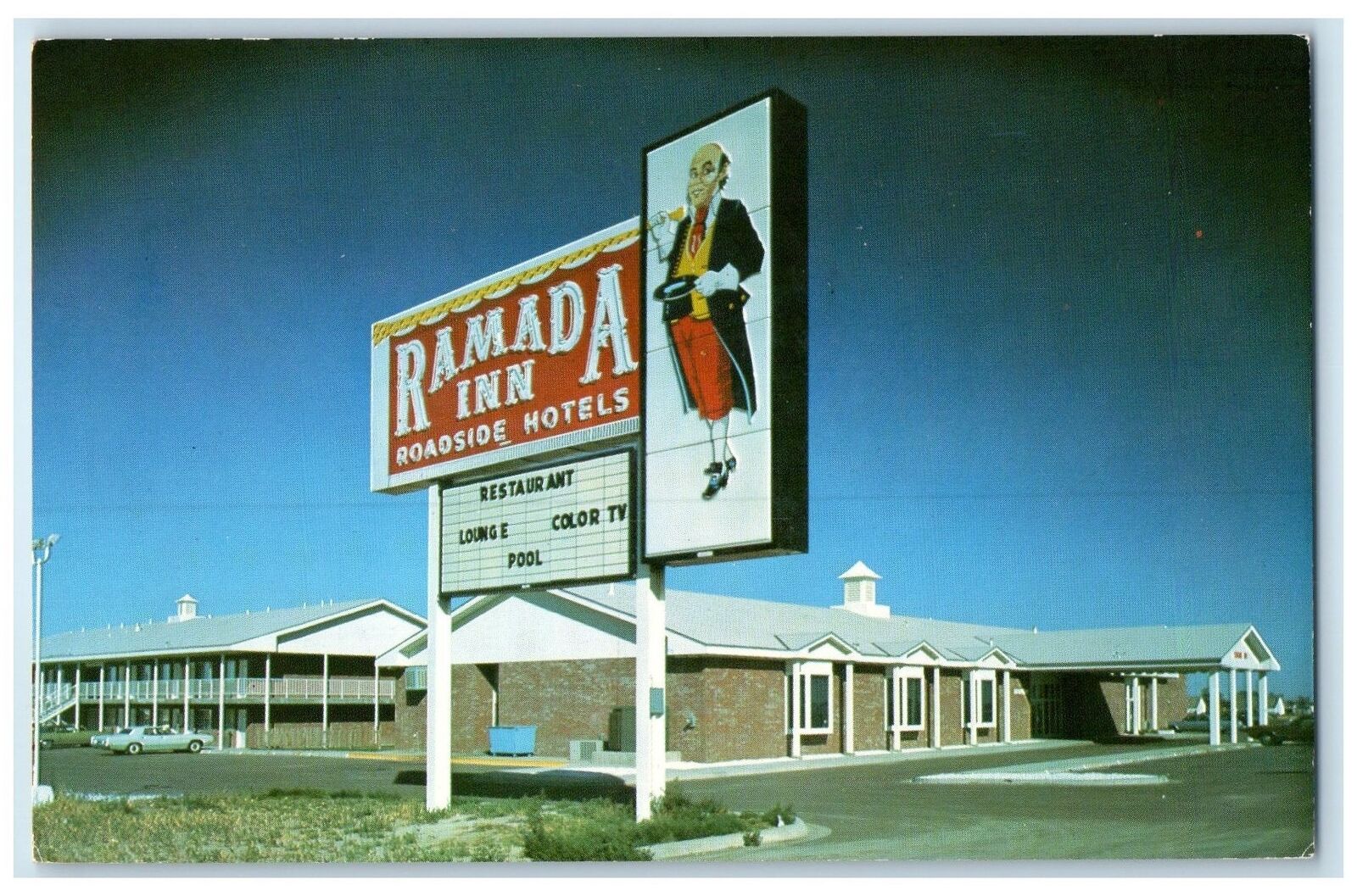 c1950's The Ramada Inn Motel & Restaurant Cottages Colby Kansas Vintage Postcard