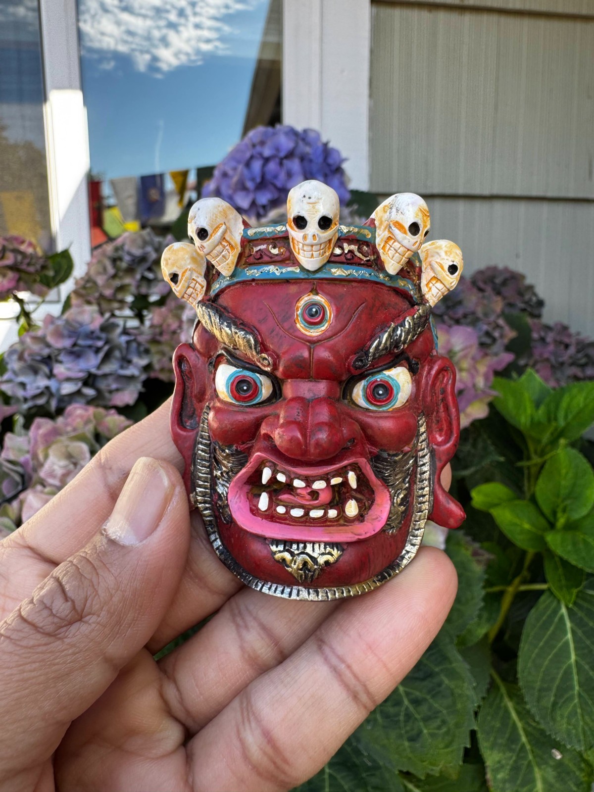 Red Tibetan Mahakala Wrathful Deity Mask Fridge Magnet Protection Amulet Red Tibetan Mahakala Wrathful Deity Mask Fridge Magnet Protection Amulet