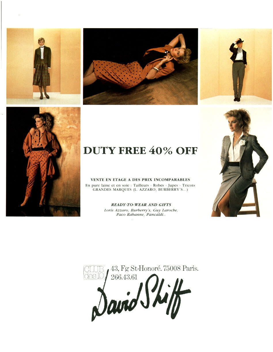 1980 David Shiff Women's Antique Fashion Magazine Ad