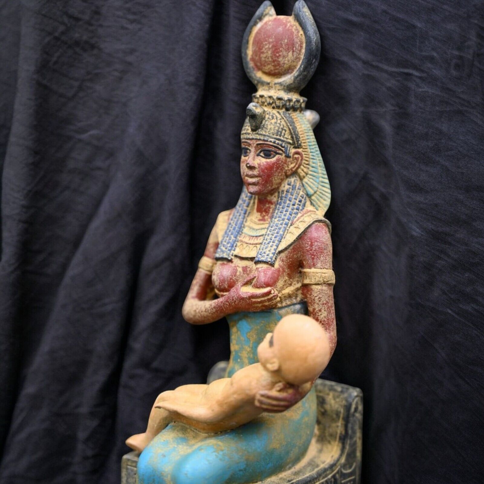 RARE ANCIENT EGYPTIAN ANTIQUES Statue Goddess Isis Breastfeeding Baby God Horus