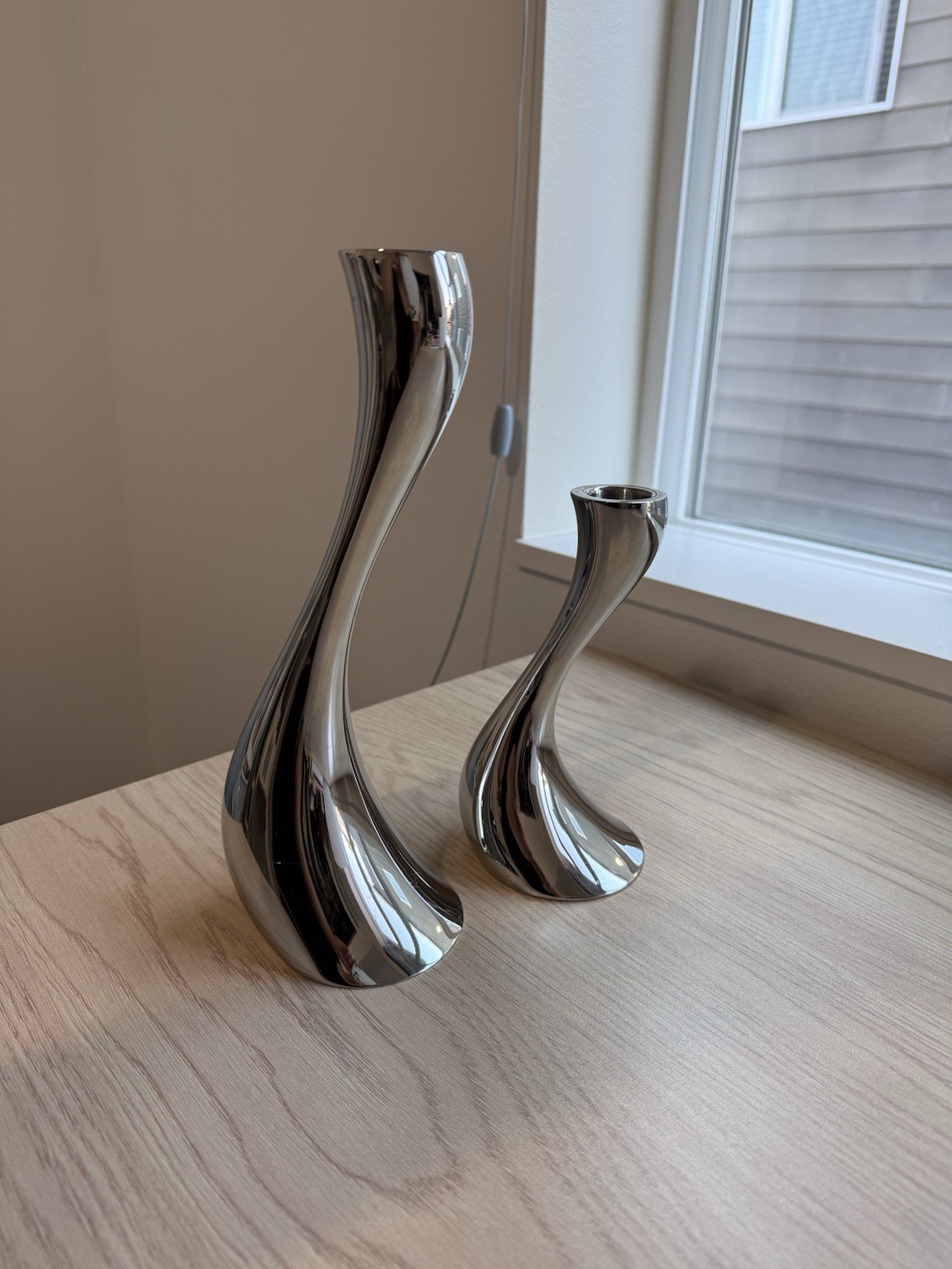 Georg Jensen Denmark Cobra Candle Holder Set - 1 Large & 1 Small - Read Georg Jensen Denmark Cobra Candle Holder Set - 1 Large & 1 Small - Read