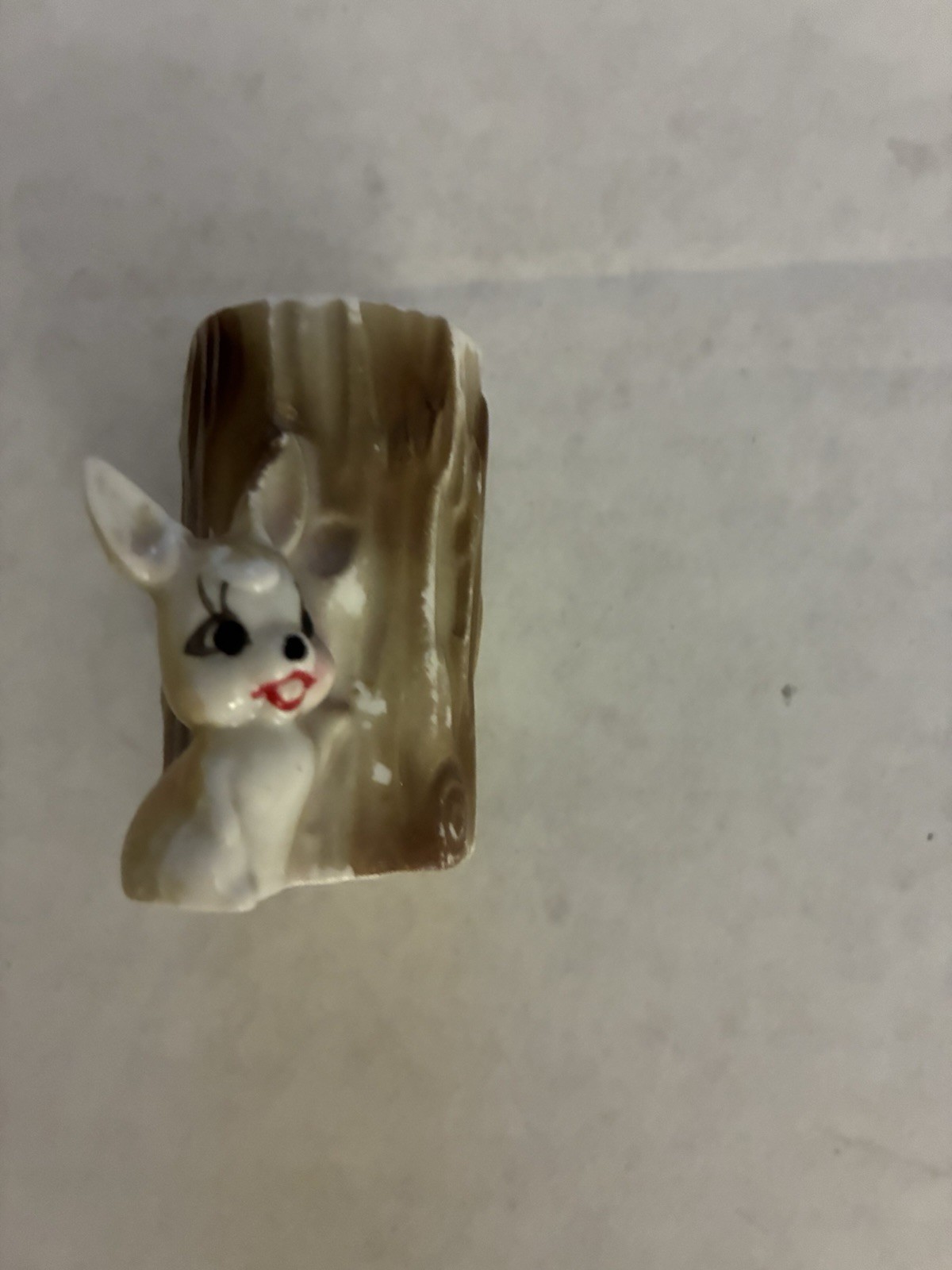 Vtg Mini Ceramic 3D Bunny Rabbit Hugging Tree Stump Planter Vase 2 Vtg Mini Ceramic 3D Bunny Rabbit Hugging Tree Stump Planter Vase 2