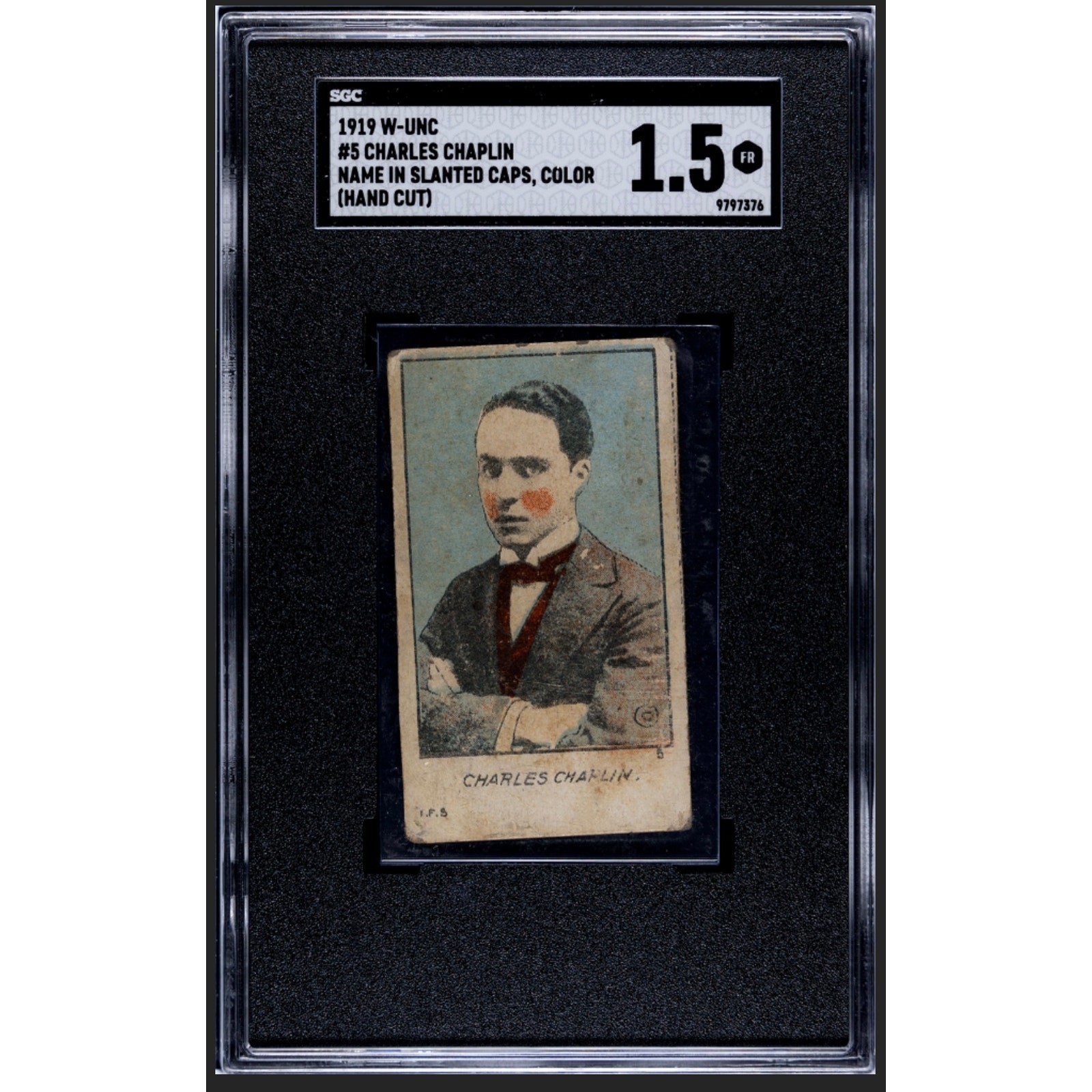 1919 W-UNC Charlie Chaplin Strip Card SGC 1.5, Charles Chaplin Slanted, 2 Graded