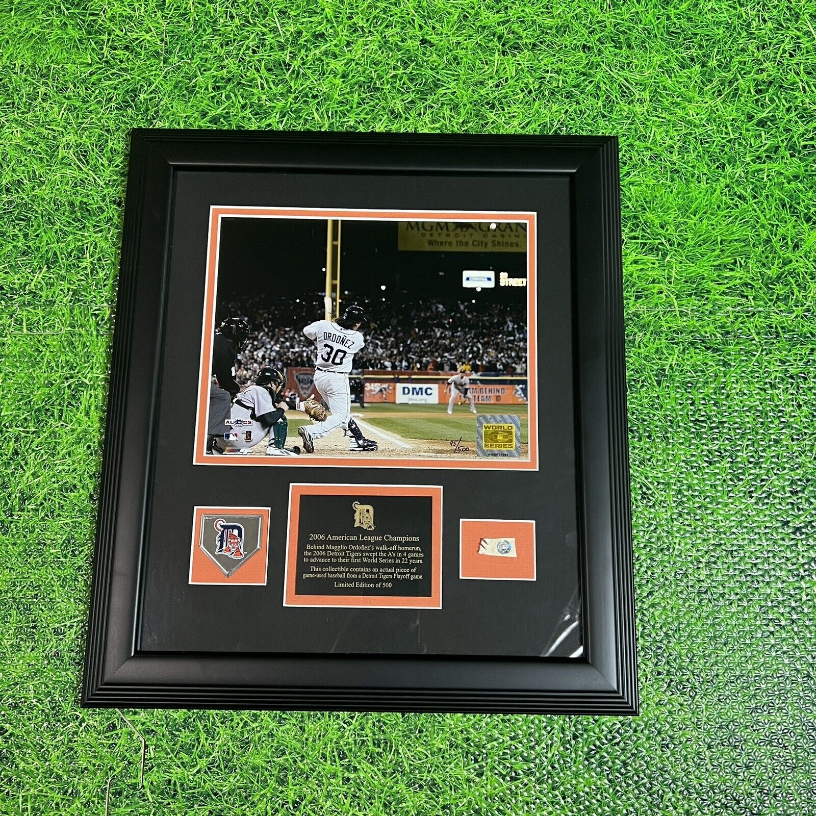 Limited Edition Magglio Ordonez Framed 2006 Photo With Baseball Piece 45/500