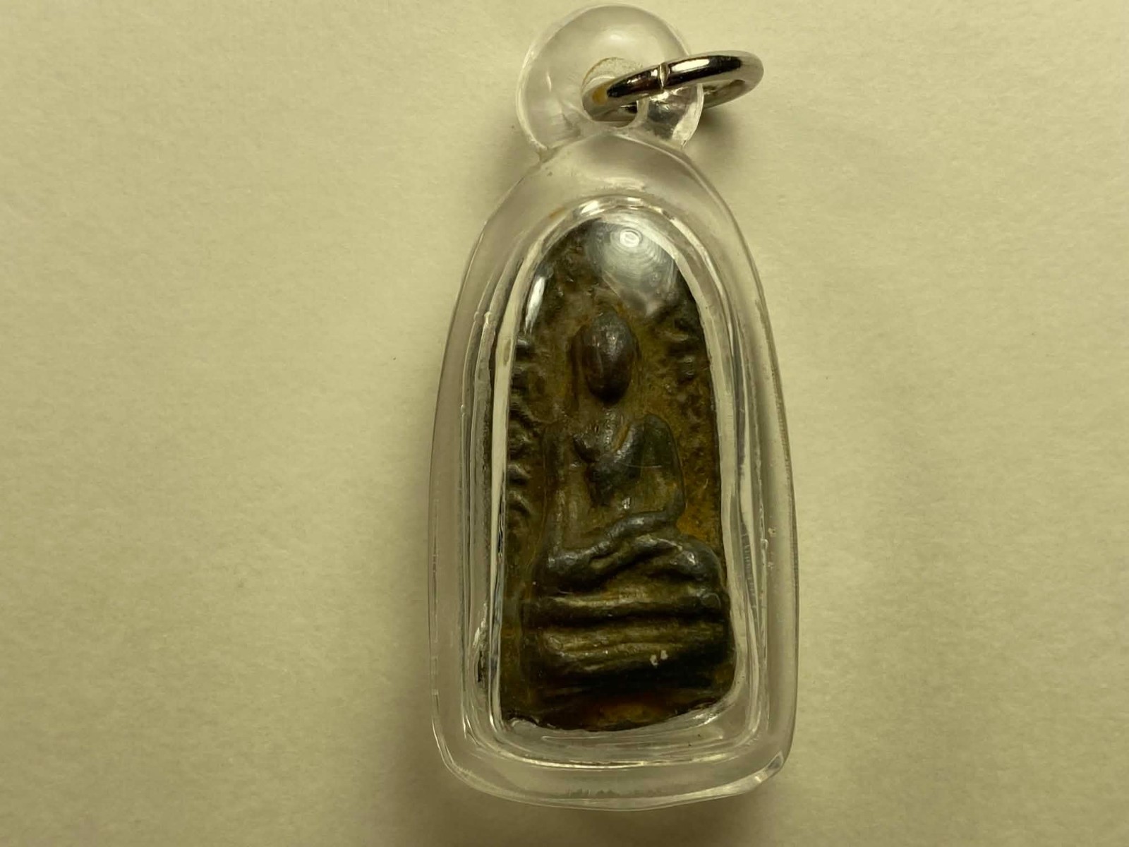 Small Vintage Thai Metal Buddha Amulet in Acrylic Case with New 20 Small Vintage Thai Metal Buddha Amulet in Acrylic Case with New 20