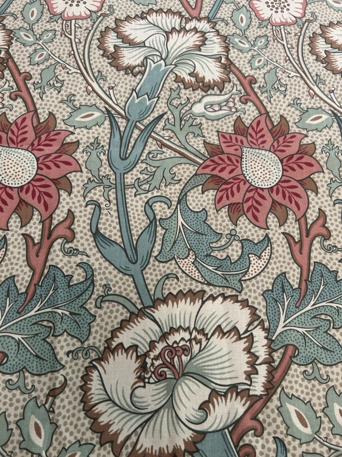 Vintage William Morris Sanderson Pink and Rose Fabric 1996 BTY Linen Blend