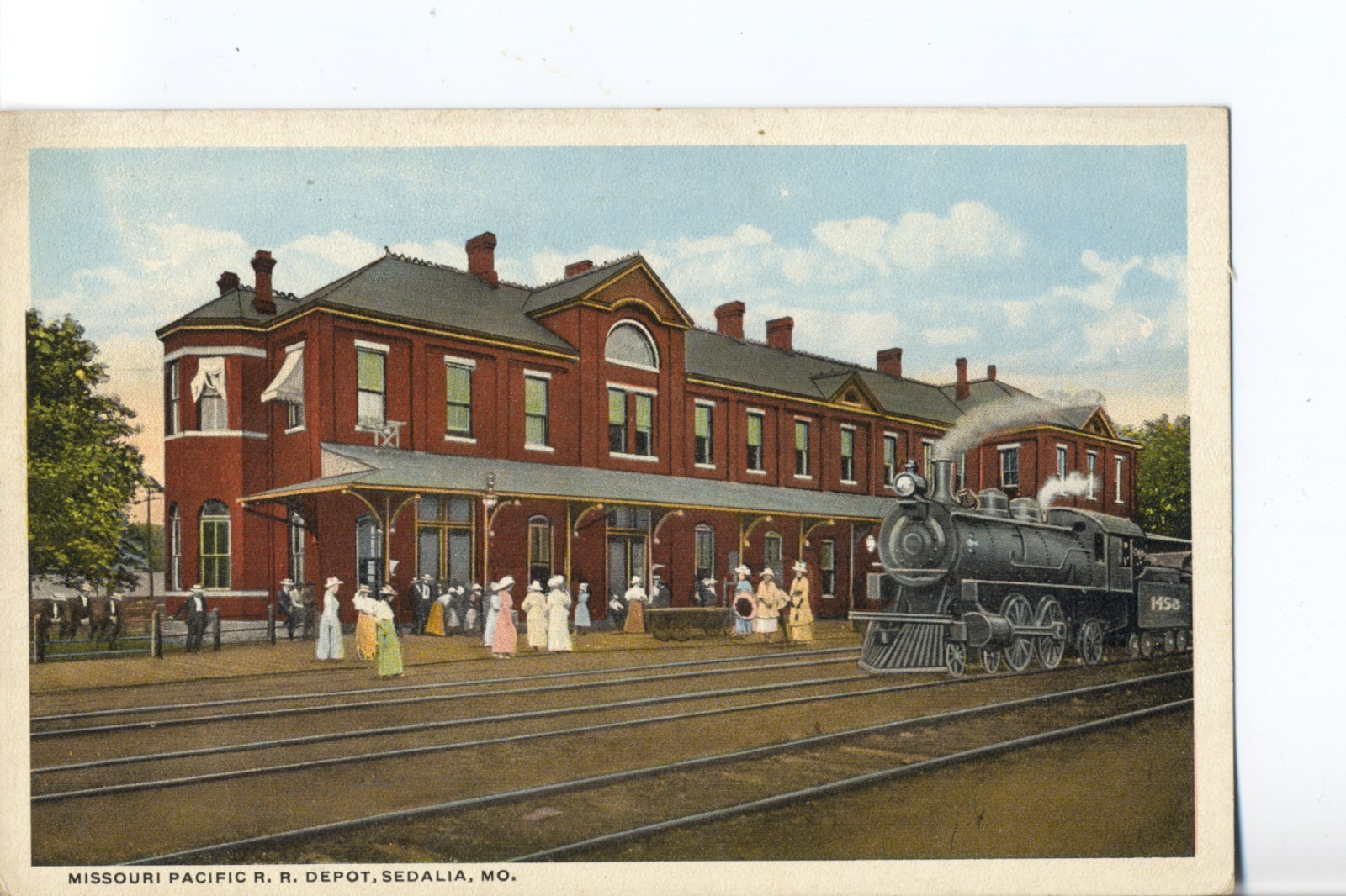 Missouri Pacific Railroad Depot, Sedalia, Mo. Missouri Postcard. Train & Tracks