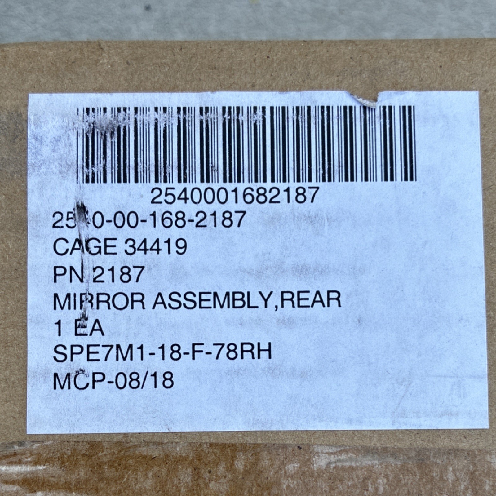 USGI FMTV LMTV Side View Mirror LH 2540-00-168-2187 M1078 M1083 NOS