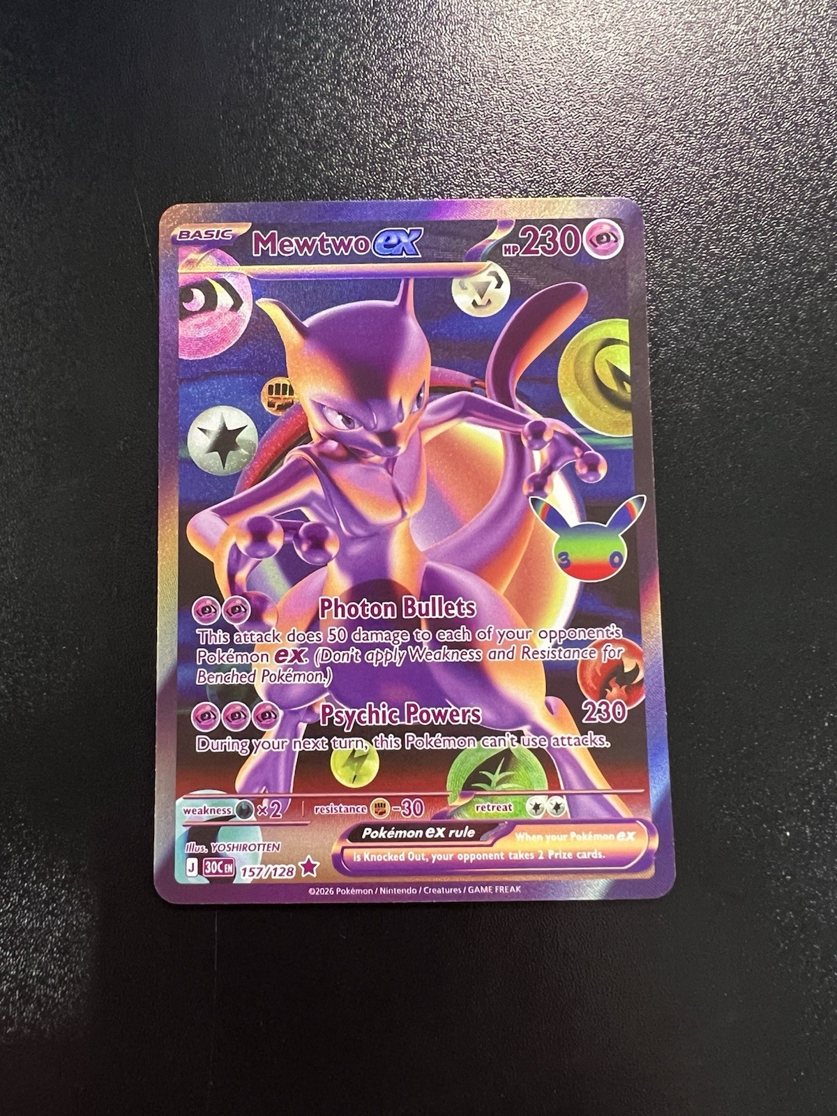Pokemon 30th Mewtwo EX 157/128 Clean NM