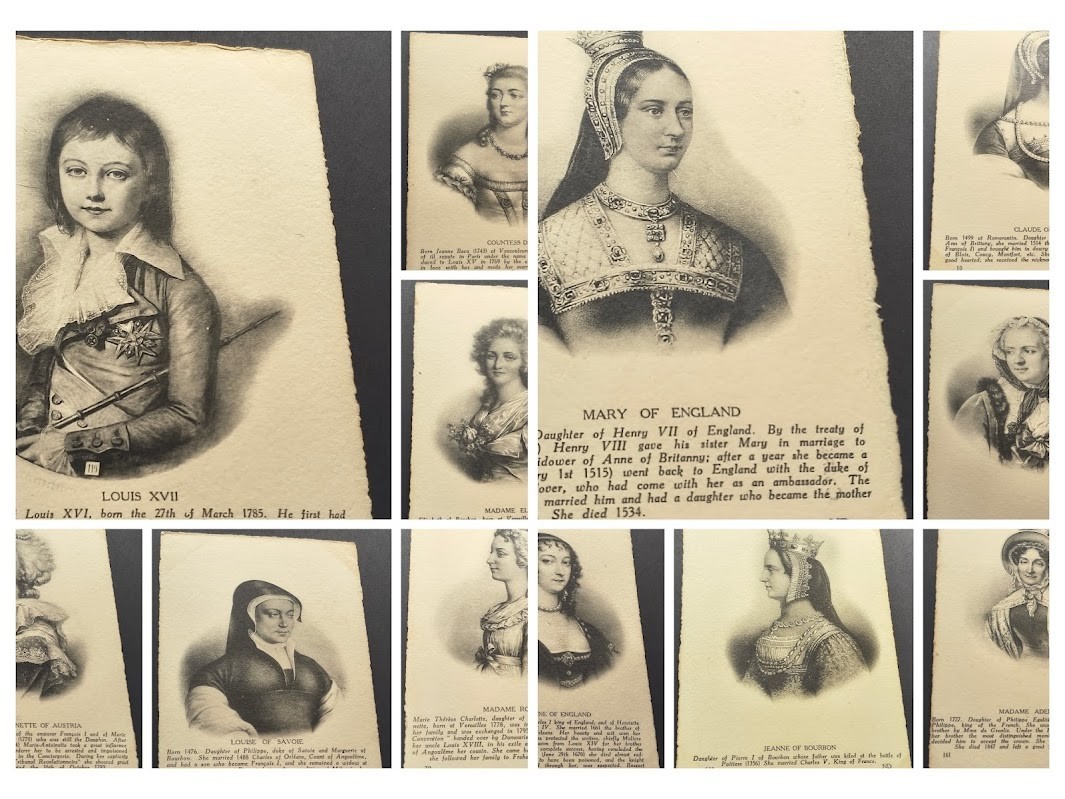 12 Prominent Royals vintage French historical portrait postcards 1920-1932 12 Prominent Royals vintage French historical portrait postcards 1920-1932
