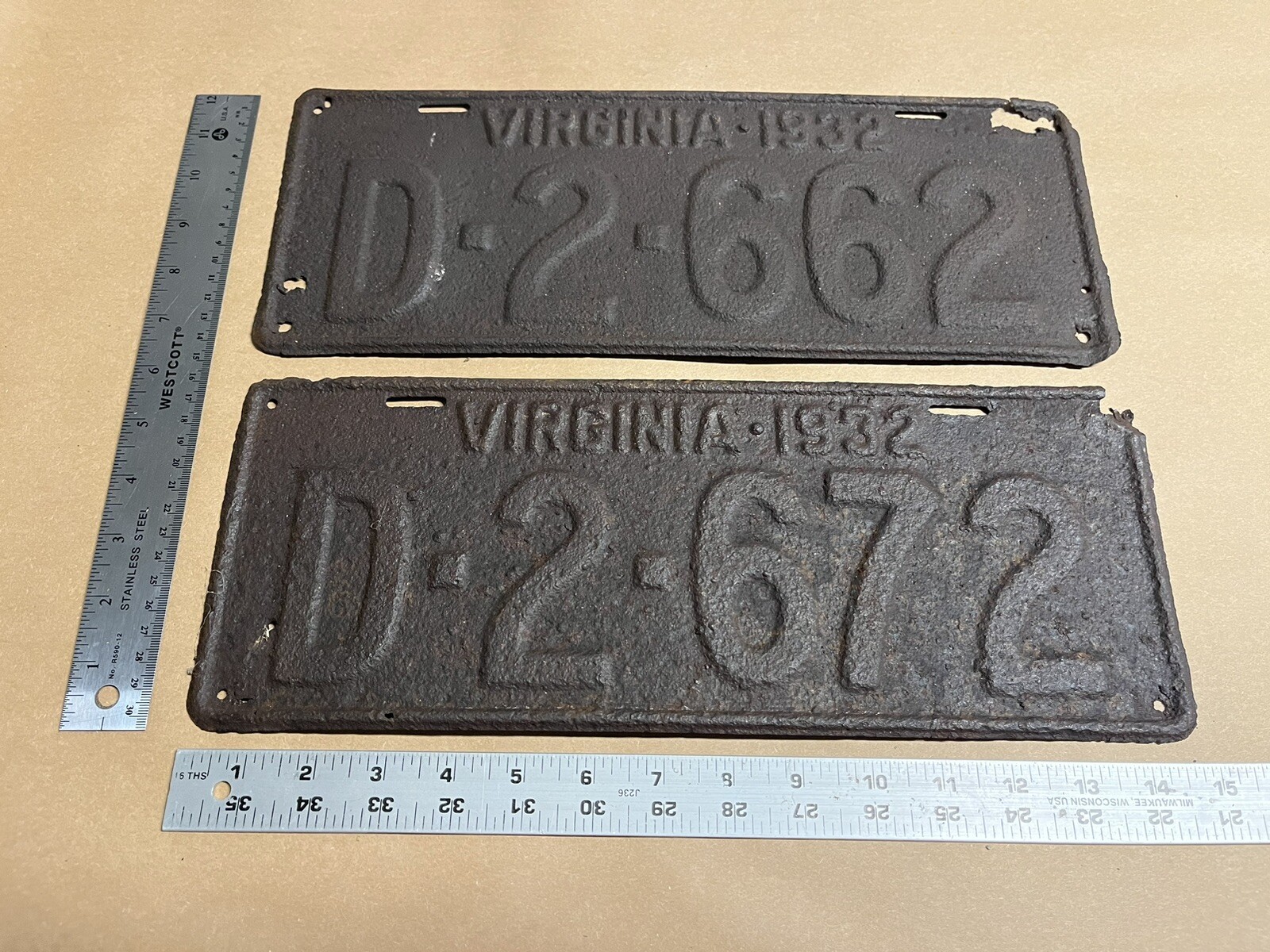 1932 Dealer Virginia License Plates Restoration Project Rare D Series Lot Ford 1932 Dealer Virginia License Plates Restoration Project Rare D Series Lot Ford
