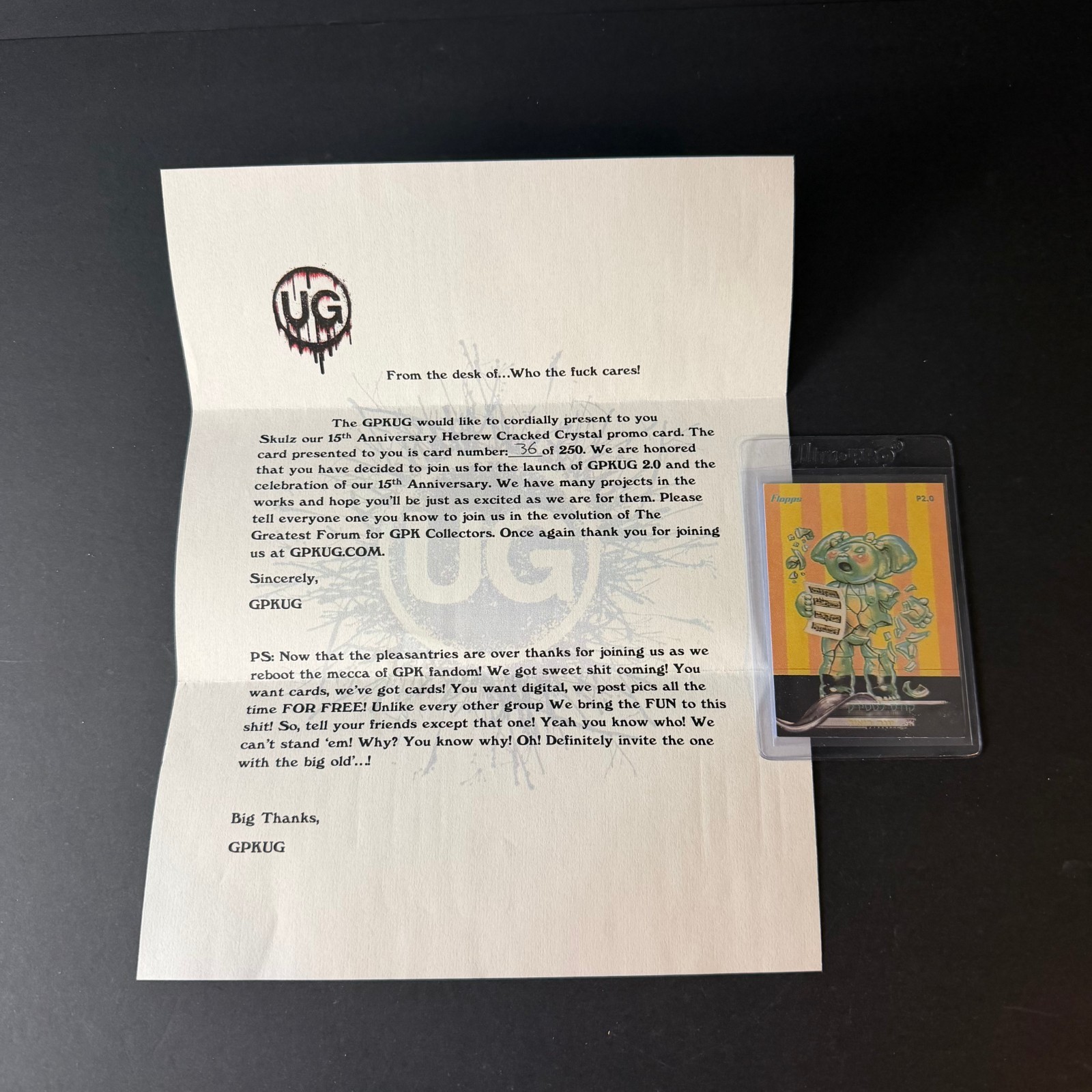 GARBAGE PAIL KIDS UNDERGROUND 15TH ANNIVERSARY HEBREW CRACKED CRYSTAL PROMO