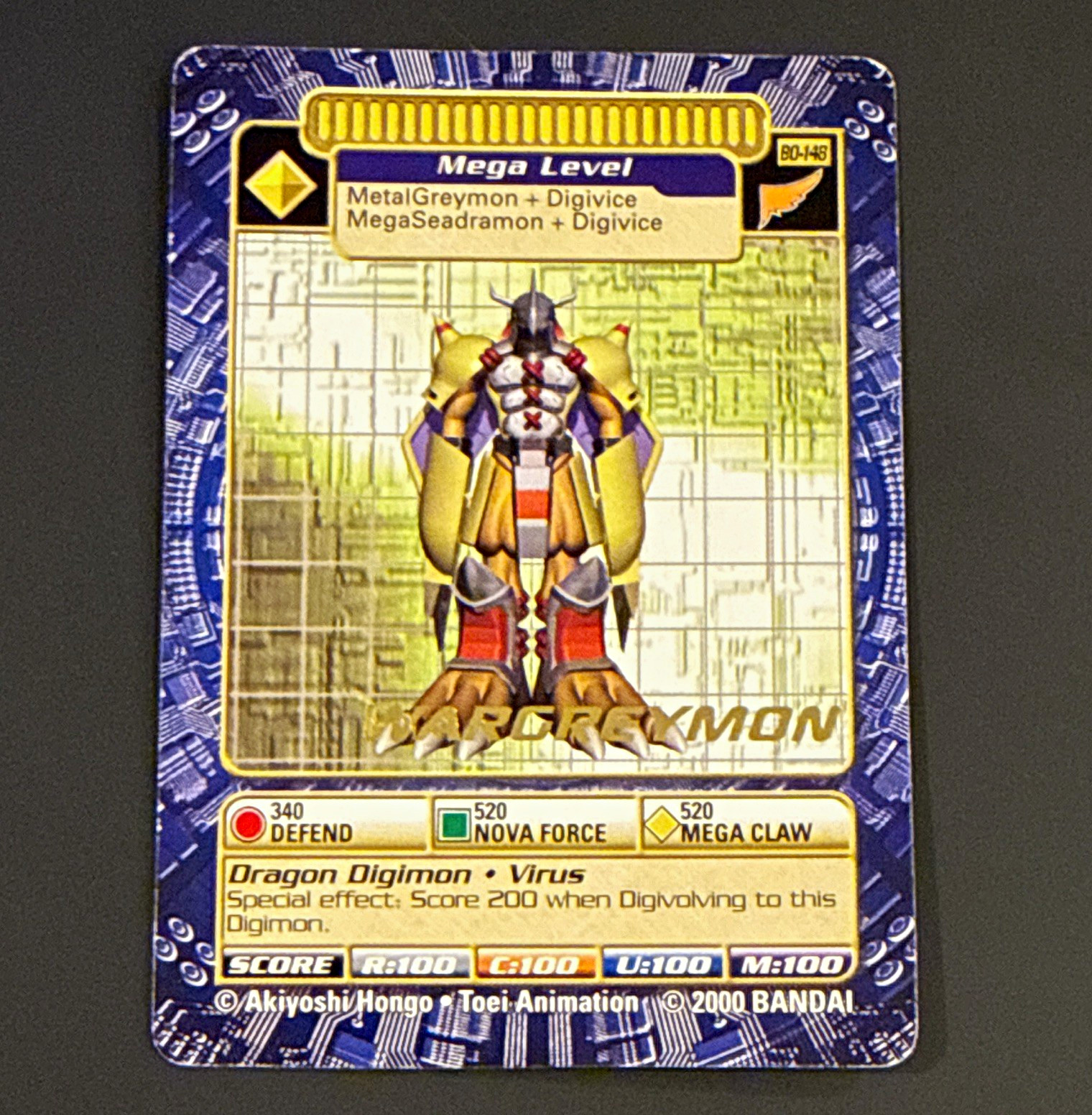 Digimon Wargreymon Series 3 Gold Text BO-148 2000 English Trading Card