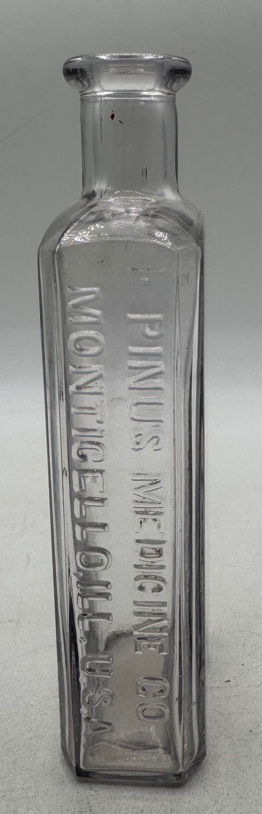 Antique Fruitola Medicine Bottle Pinus Medicine Co Monticello IL Embossed