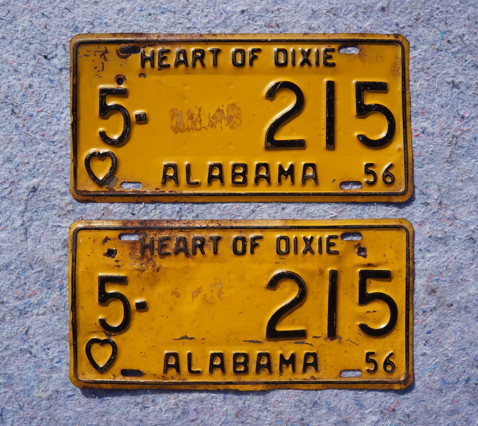 1956 ALABAMA License Plate Plates PAIR / SET
