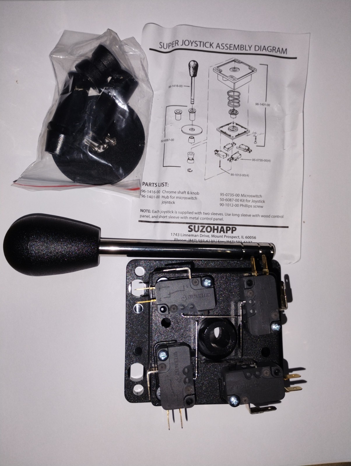 SUZO HAPP Super Joystick 4 or 8 Way Black New Arcade MAME JAMMA Multicade