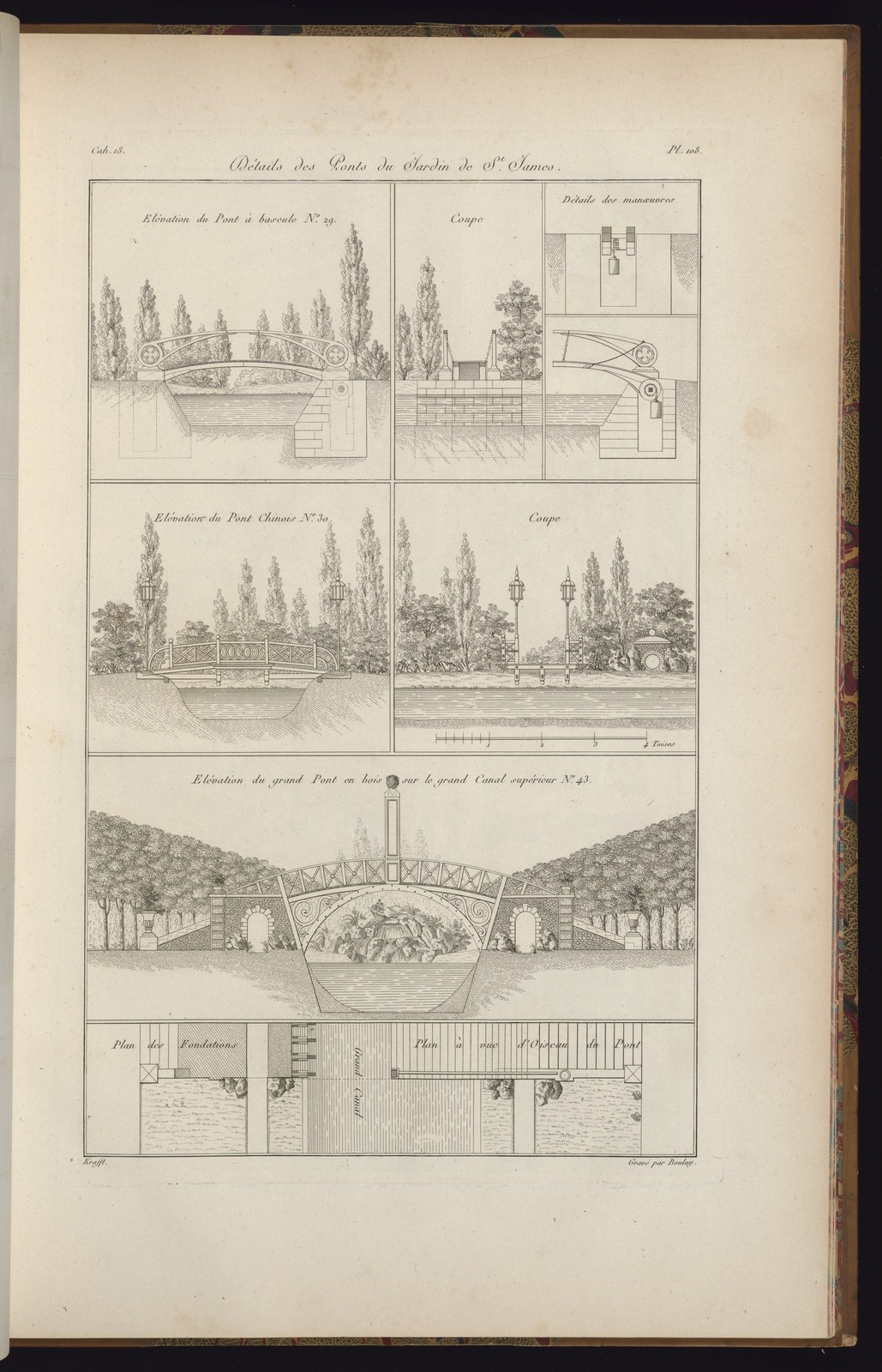 St. James Garden Bridges Vintage 1810s Architecture Reprint Wall Art