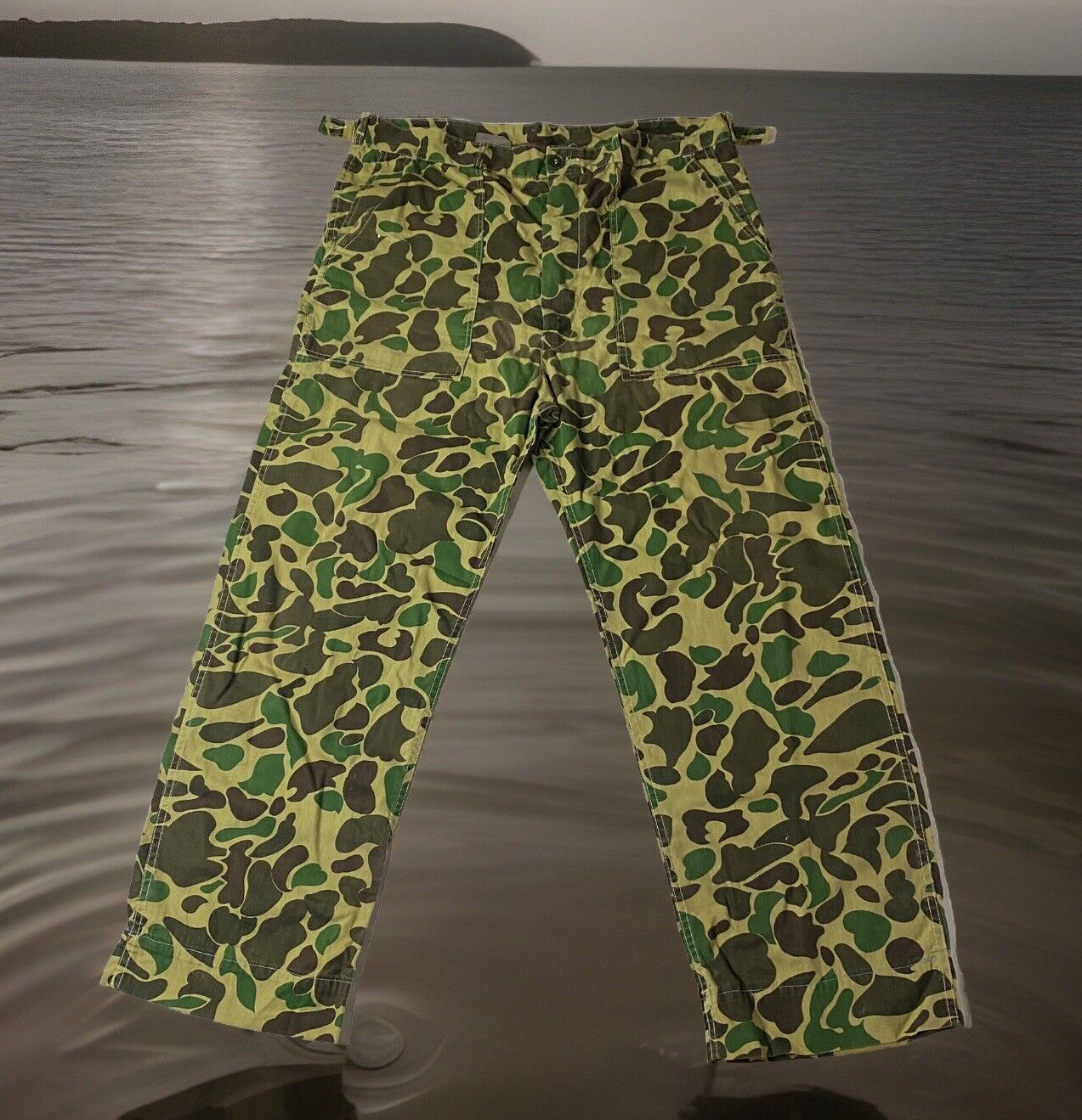 Vintage 1960s Era Frog Skin Camo Military Pants Trousers Made In Hong Kong