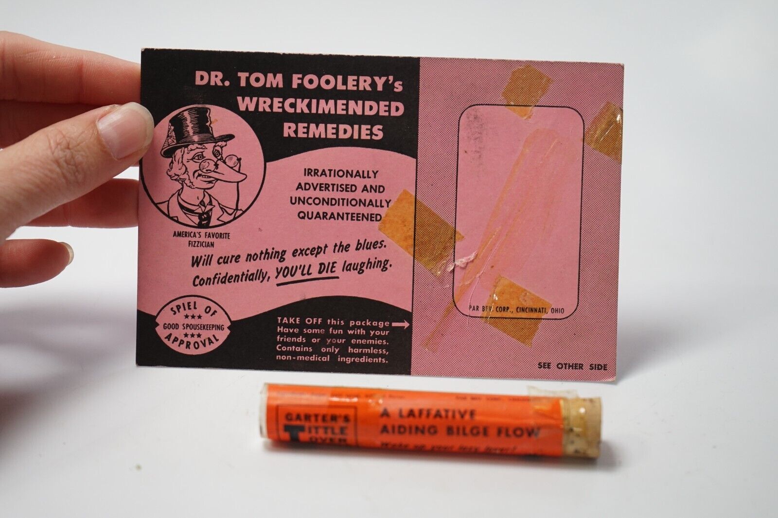VTG Gag Gift Dr. Tom Foolery\'s Wreckimended Remedies Garter\'s Little Lover Pills