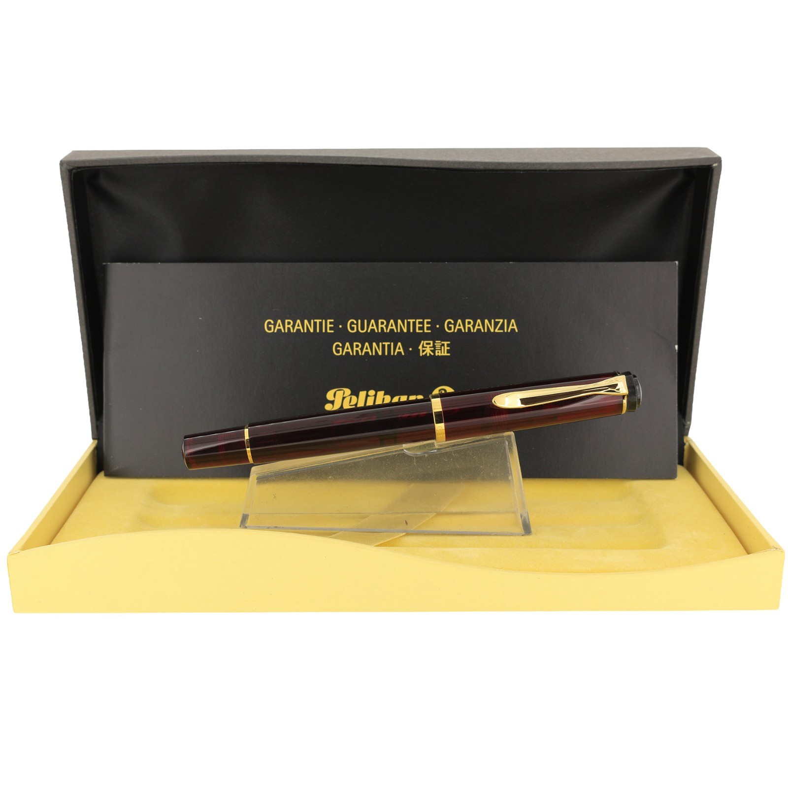 FIRST YEAR 2002 PELIKAN M200 RED TRANSPARENT FOUNTAIN PEN NEW IN BOX NEVER INKED