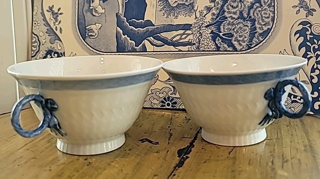 Royal Copenhagen Blue Fan Demitasse Cups Vintage Porcelain 2 Arnold Krog 1909 