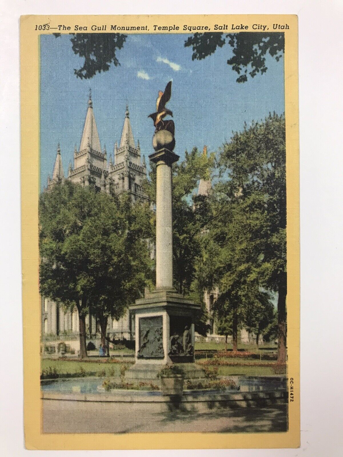 vintage 1950 temple square Salt Lake City Utah post card