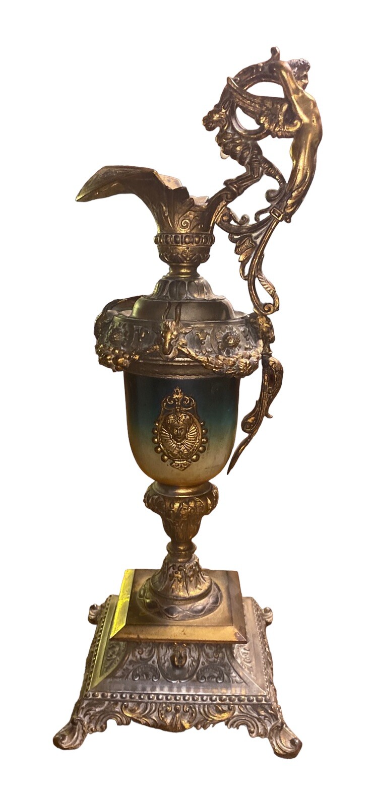 ANTIQUE 19c FRENCH RARE BRONZE GILT ORMOLU VERY ORNATE EWER