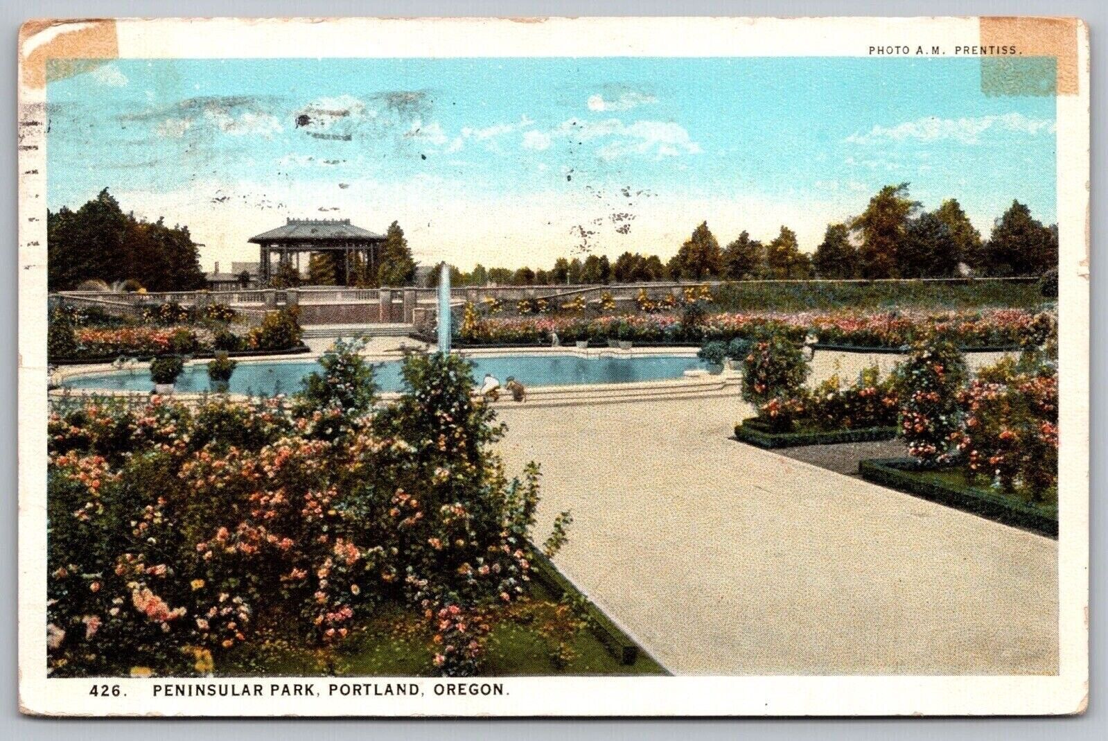 Peninsular Park Portland Oregon OR WB Postcard PM Cancel WOB Note VTG Vintage 2c