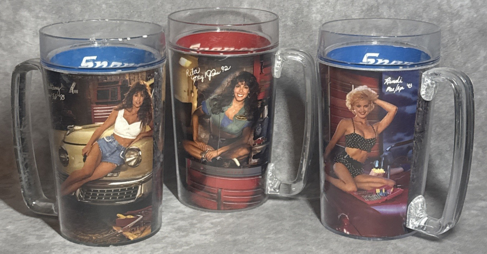 Vintage 1992-1993 Snap-On Toolmate Thermo-Serv Mugs Brittany Rita Randi Lot of 3 Vintage 1992-1993 Snap-On Toolmate Thermo-Serv Mugs Brittany Rita Randi Lot of 3