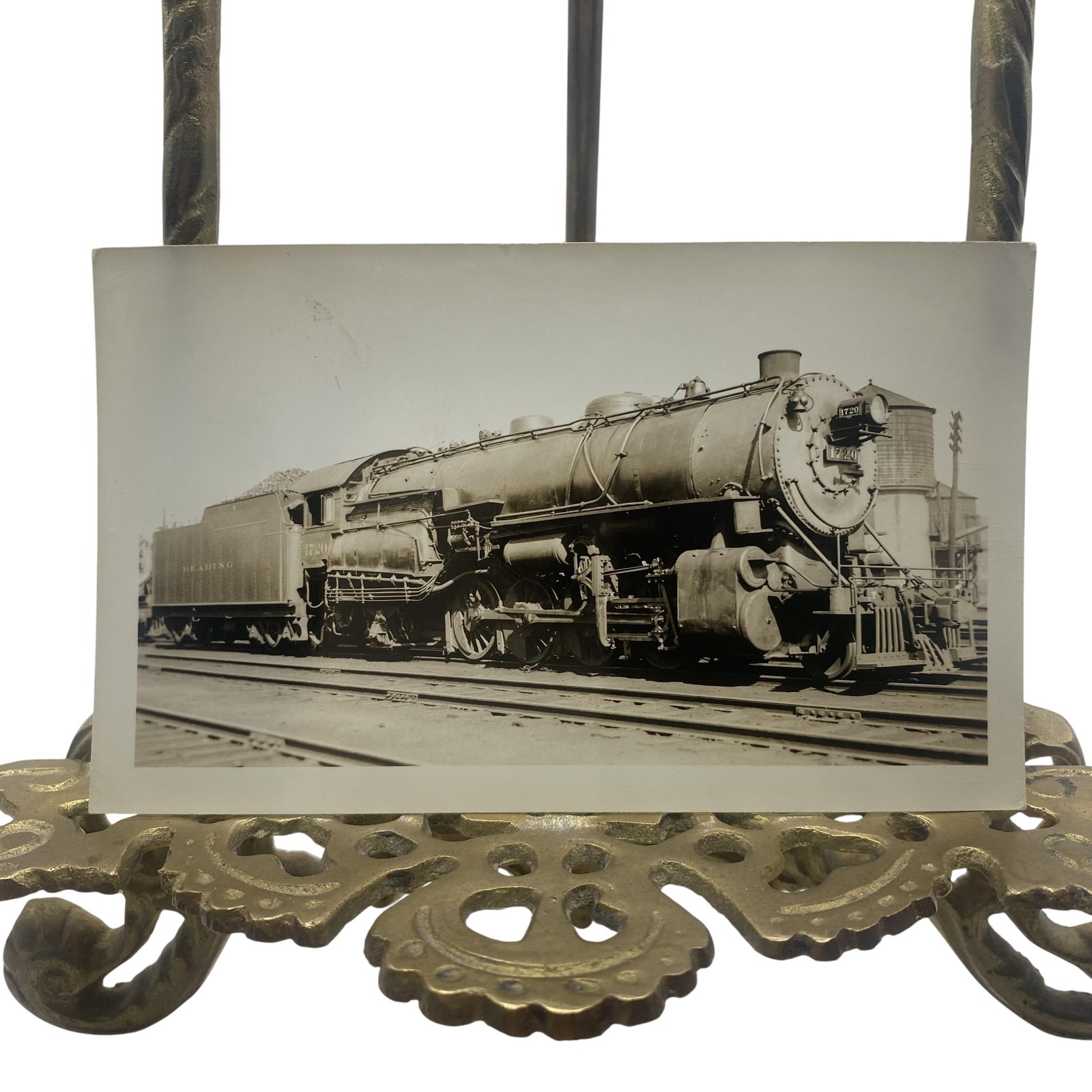 Vintage Reading 1720 Steam Locomotive Railroad Photo 2.75x4.5 B&W Gelatin Orig