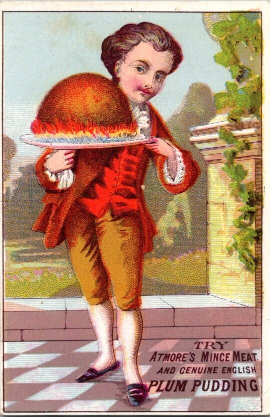 Vintage Antique Trade Card Atmore's Mince Meat Plum Pudding Broad Street Boston Vintage Antique Trade Card Atmore's Mince Meat Plum Pudding Broad Street Boston