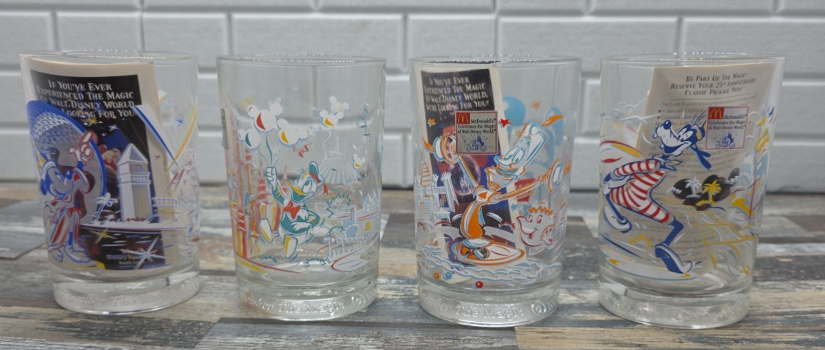 Vtg WALT DISNEY 25th Ann. Glasses Set of 4 McDonald's Disney Tumblers Vtg WALT DISNEY 25th Ann. Glasses Set of 4 McDonald's Disney Tumblers
