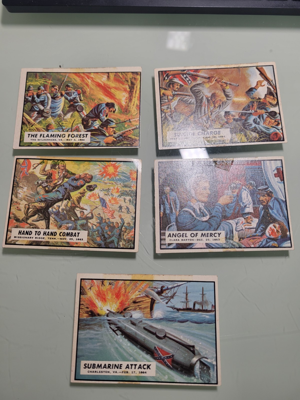1962 Topps (5) Different Civil War News Vintage Card Lot