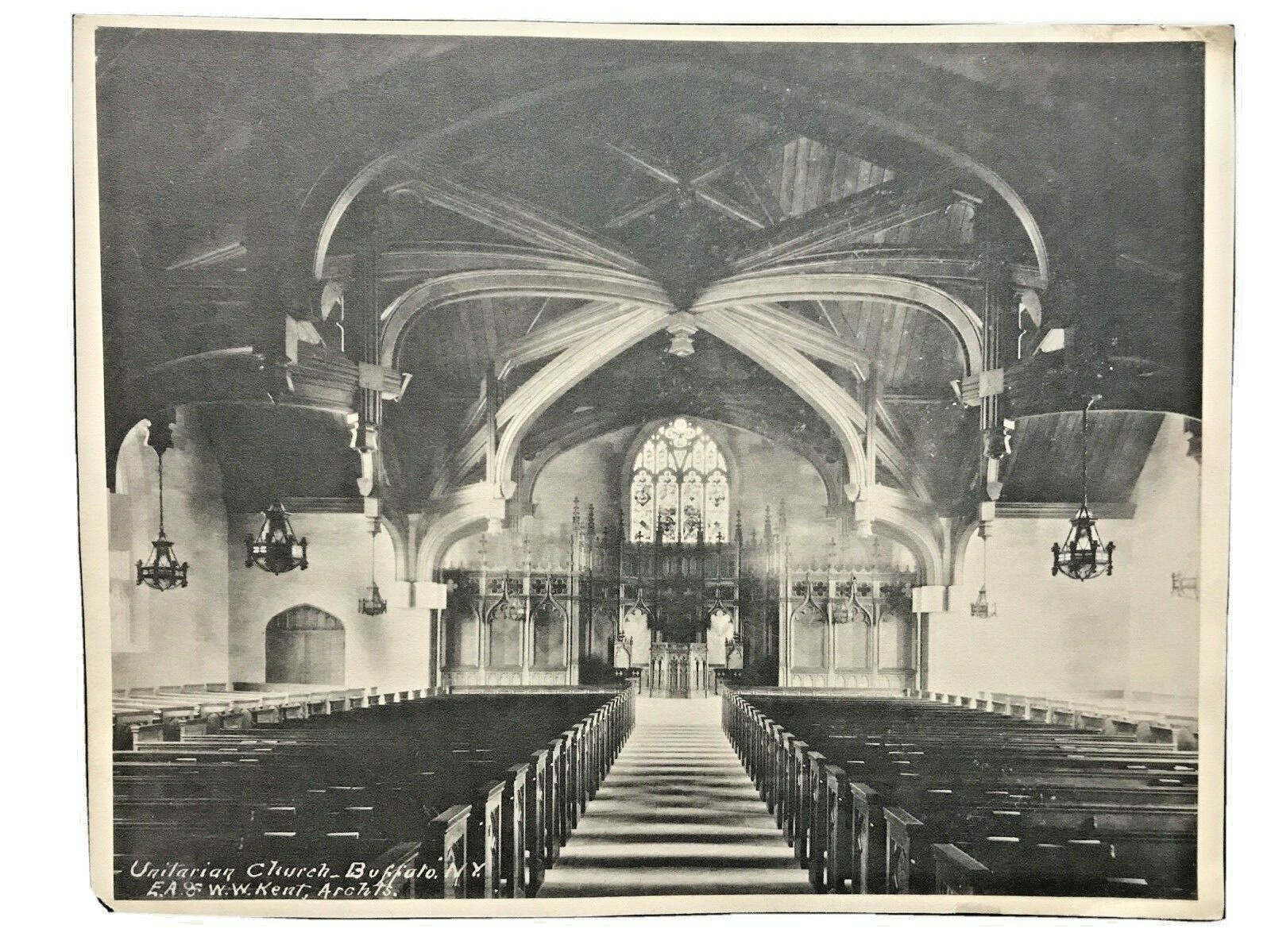 Vtg Architectural Photo Unitarian Church Buffalo NY EA. & W;W; Kent Architects 