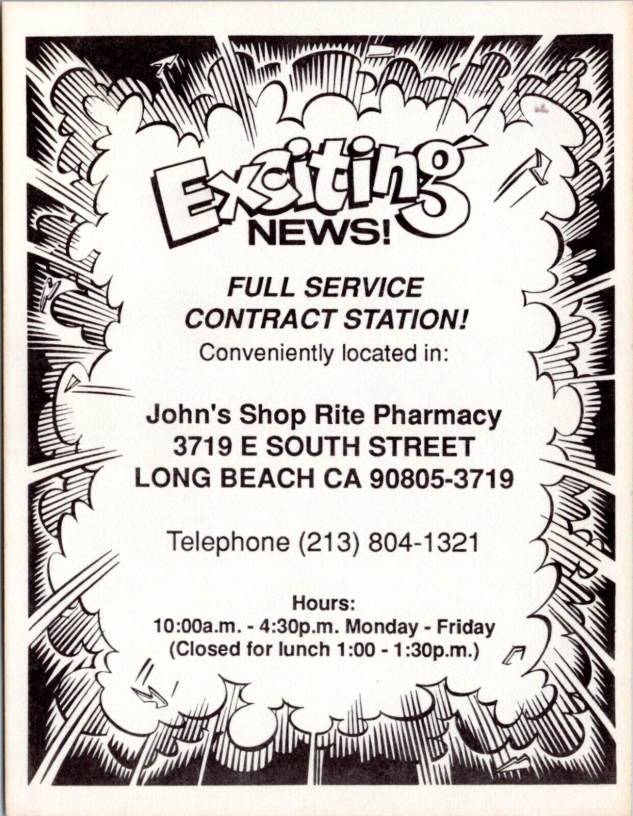 Postcard Advert USPS Contract Station in John\'s Shop Rite Pharmacy Long Beach CA