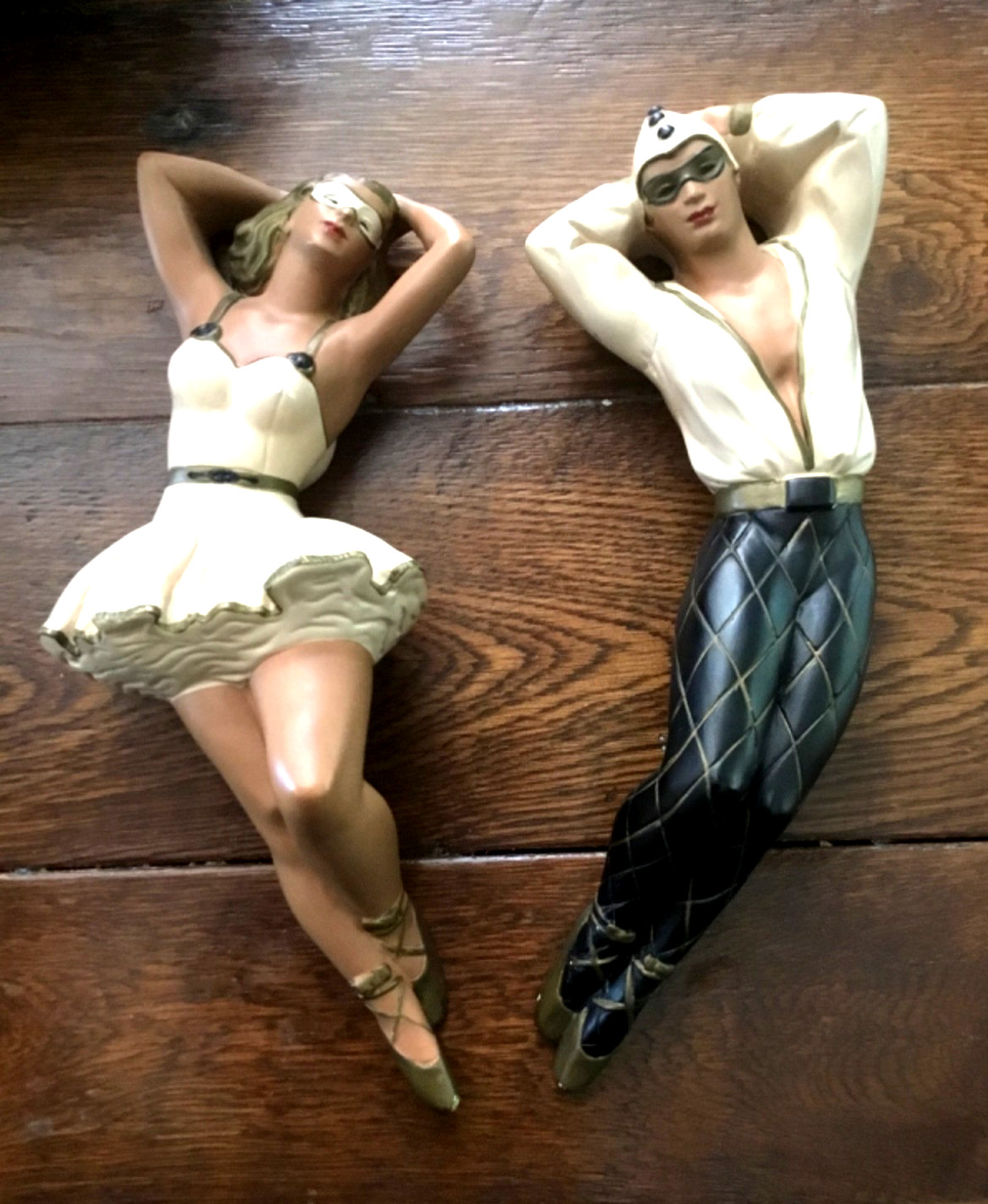 Vintage Alexander Backer ABCO Chalkware Harlequin Dancers Ballerina Figurine 14\ Vintage Alexander Backer ABCO Chalkware Harlequin Dancers Ballerina Figurine 14\