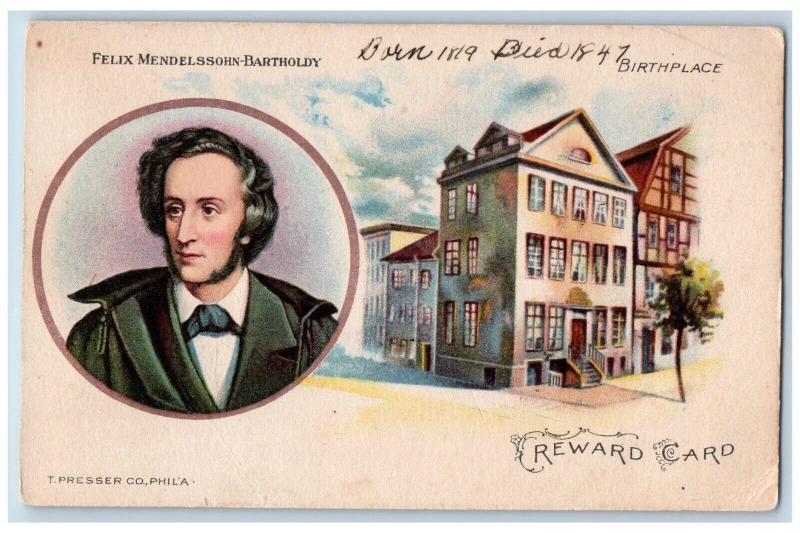 Felix Mendelssohn Bartholdy Postcard Birthplace House c1910's Posted Antique