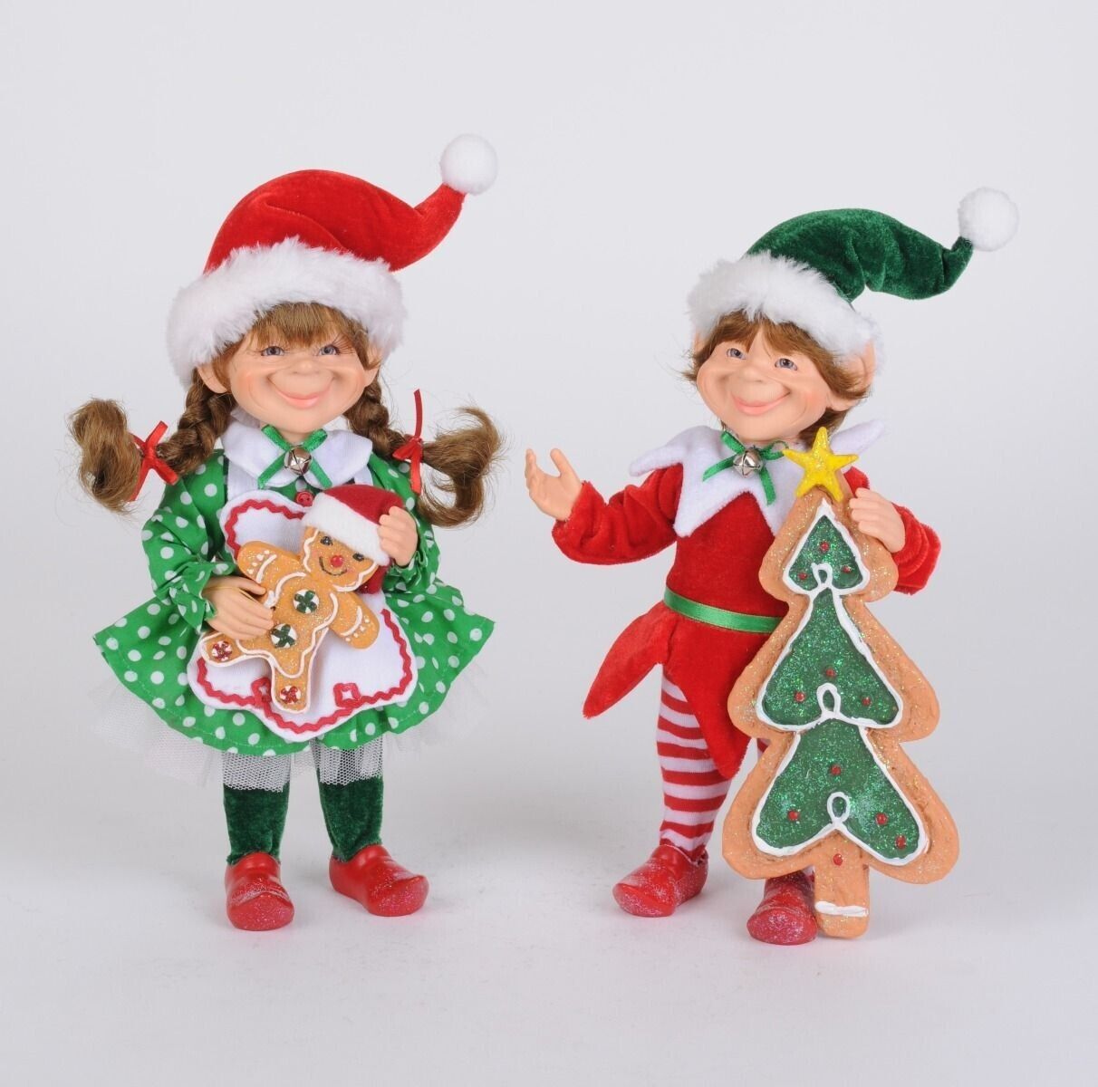 Karen Didion 2 Piece Green Polka Dotted Gingerbread Elf Set New