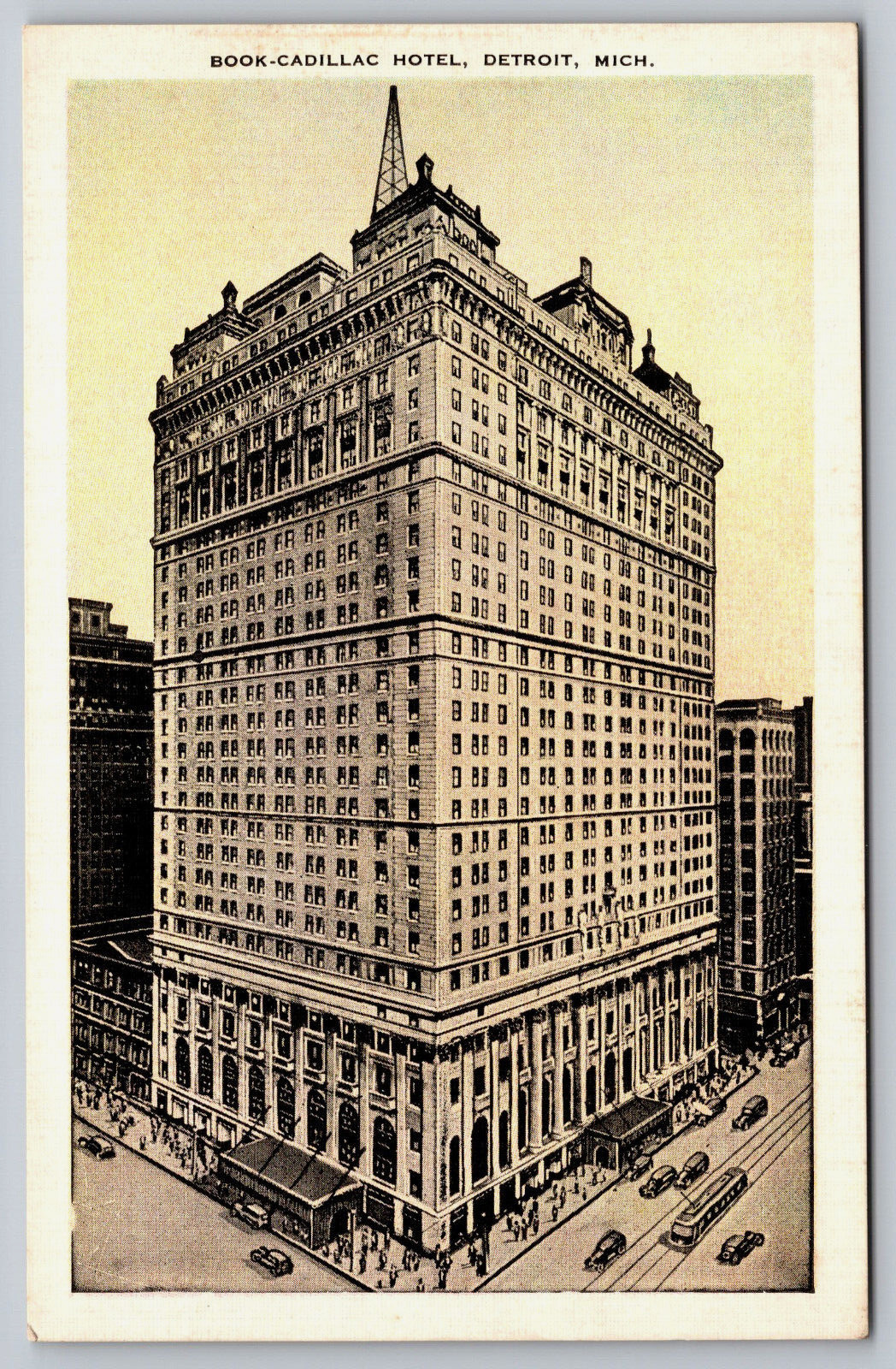 Detroit MI-Michigan, Book-Cadillac Hotel Landmark, Vintage Antique Postcard