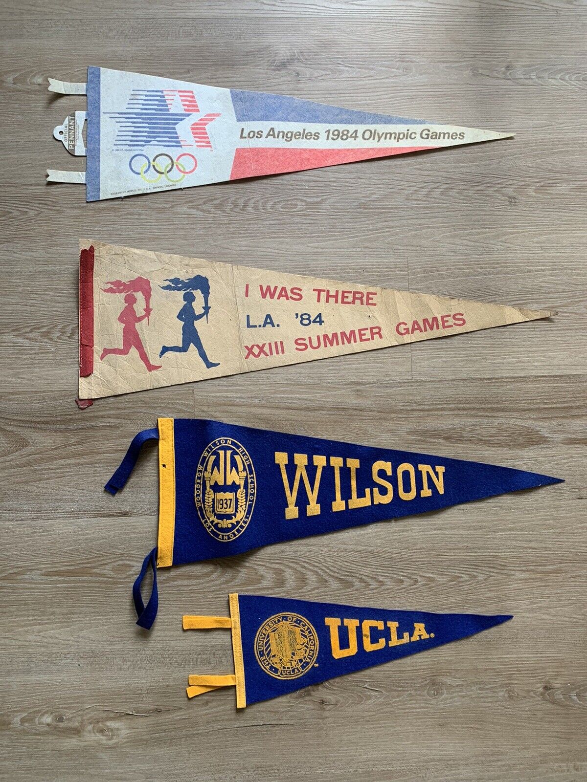 Vintage Felt Pennant Flags Los Angeles Lot - UCLA Los Angeles Olympics And More