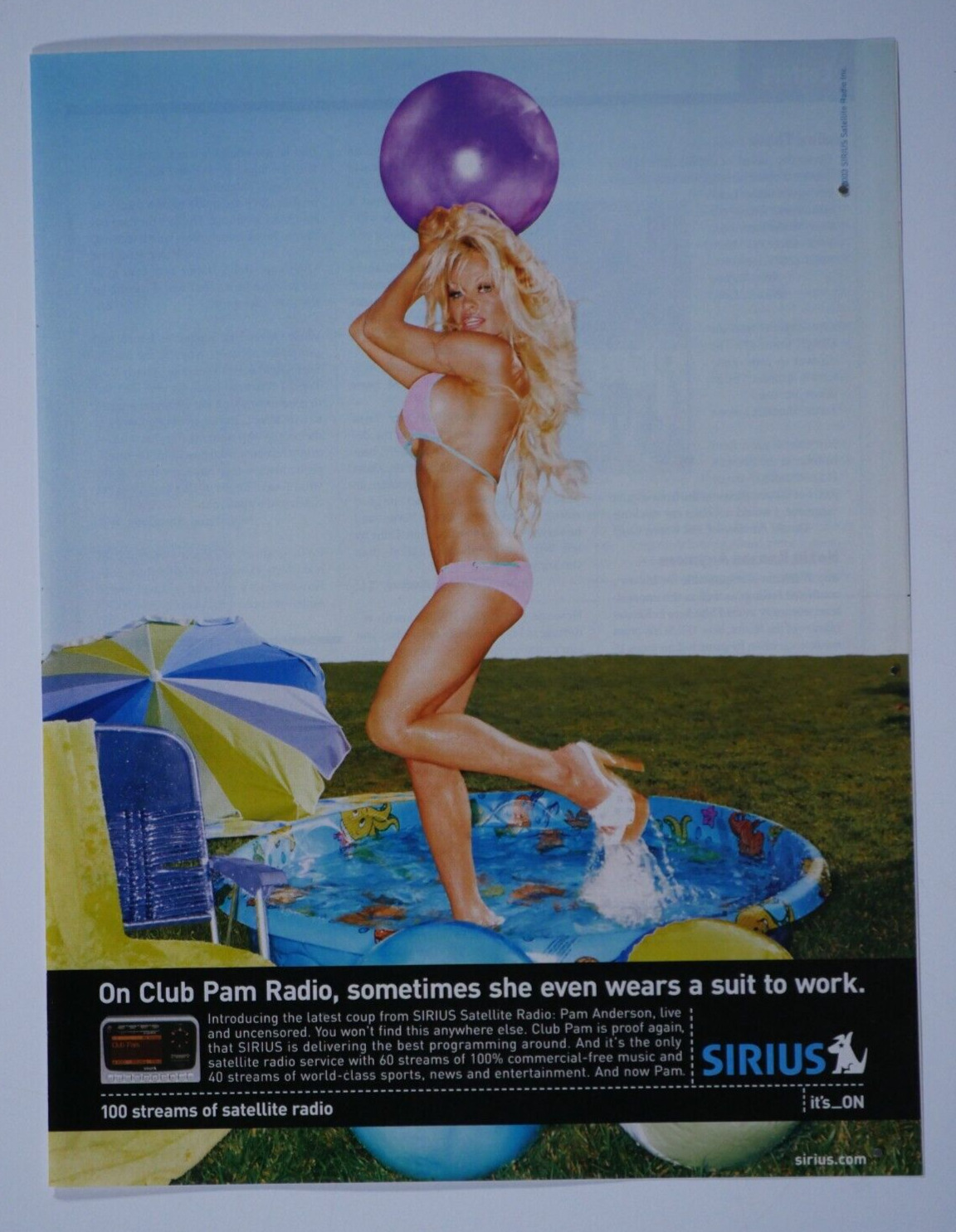 Pamela Anderson Vintage 2003 Sirius Radio Original Print Ad 8.5 x 11\