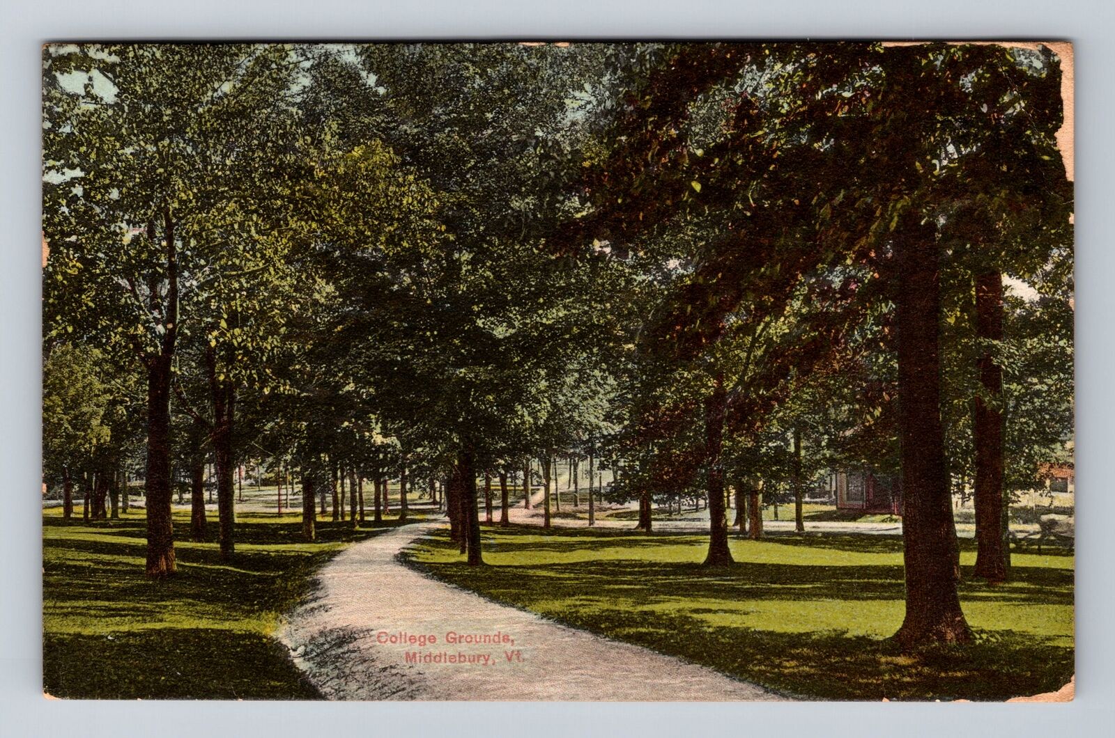 Middlebury VT-Vermont, Middlebury College Campus Grounds, Vintage Postcard