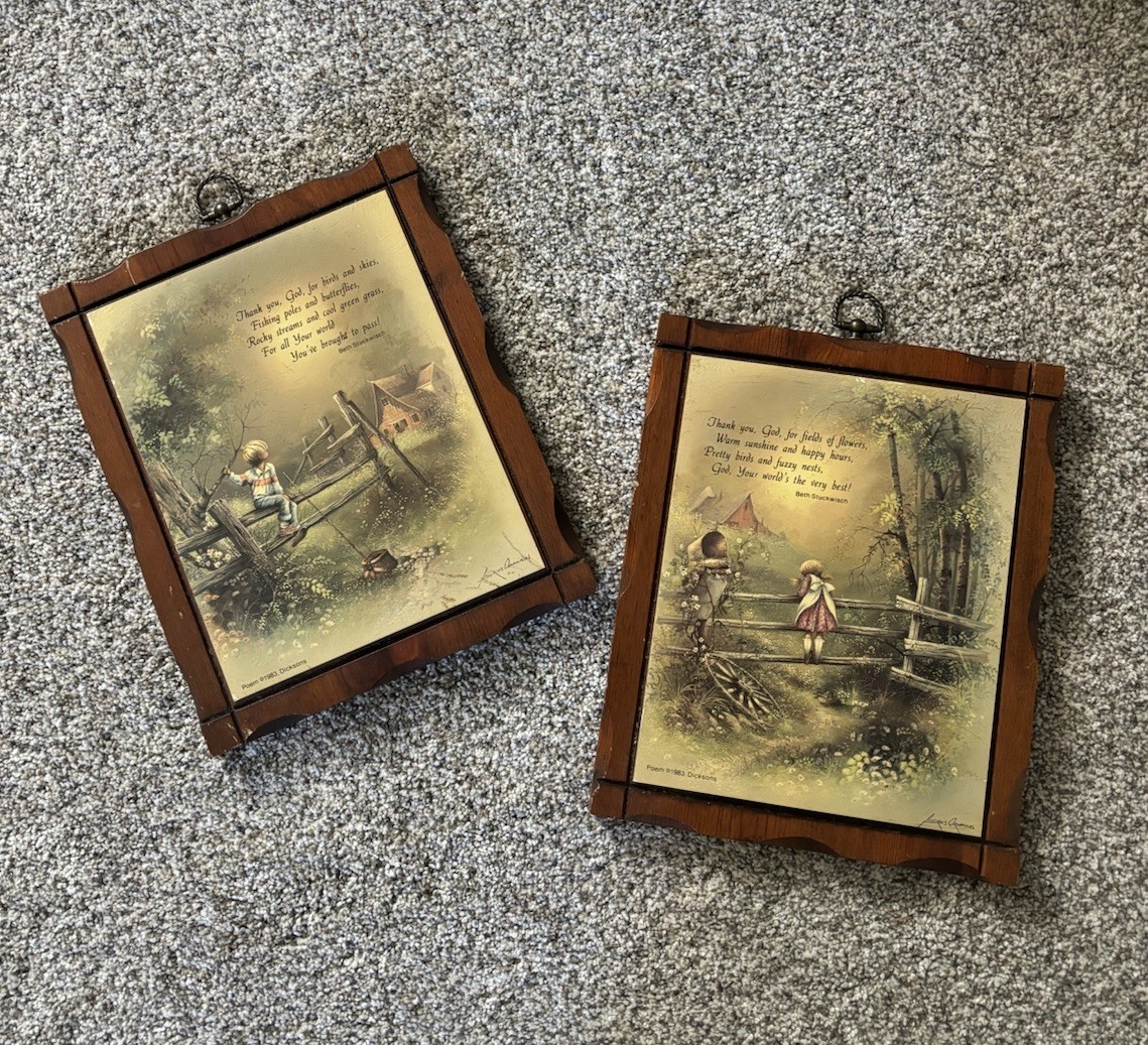 Andrea Orpinas Cottagecore Poetic Wood Wall Plaques 9 x 11 Vintage Lot of 2 Andrea Orpinas Cottagecore Poetic Wood Wall Plaques 9 x 11 Vintage Lot of 2