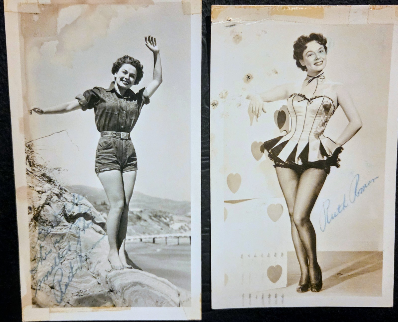 Ruth Roman-3  autographed postcards with handwritten inscription dated 1950