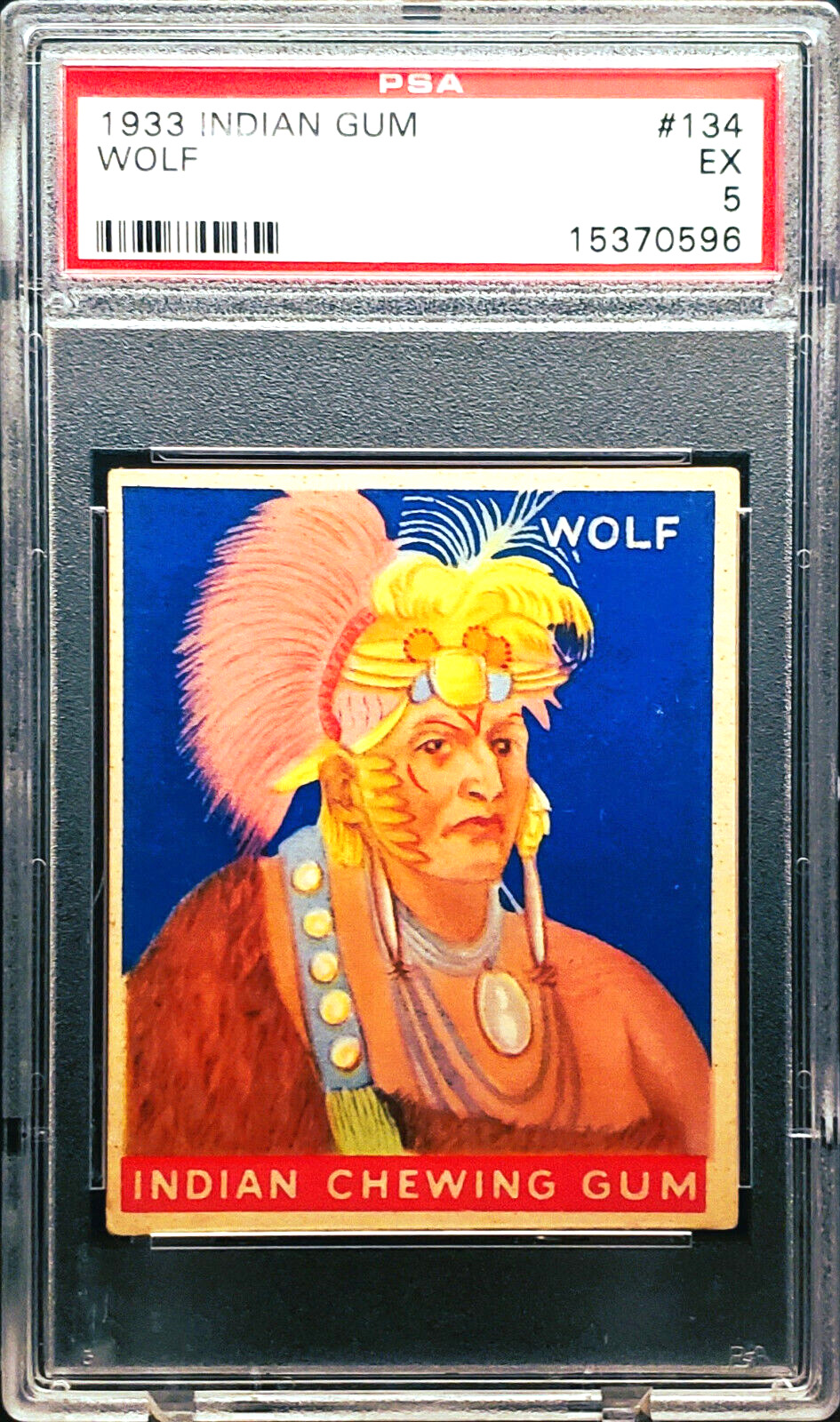 1933 R73 Goudey Indian Gum Card - #134 - WOLF - Series 192 - PSA 5 - EXCELLENT