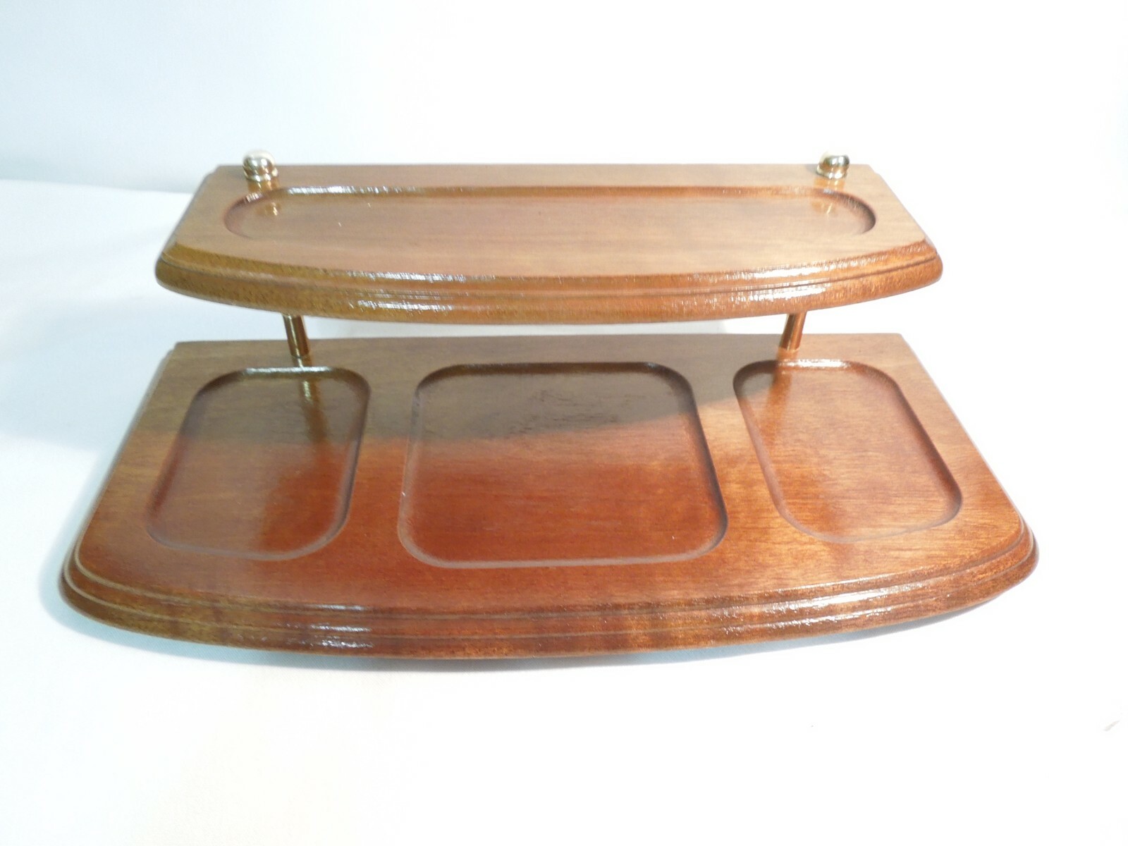 Vintage Desk Organizer Kimco Walnut Wood 2 Tiers 12 1/2