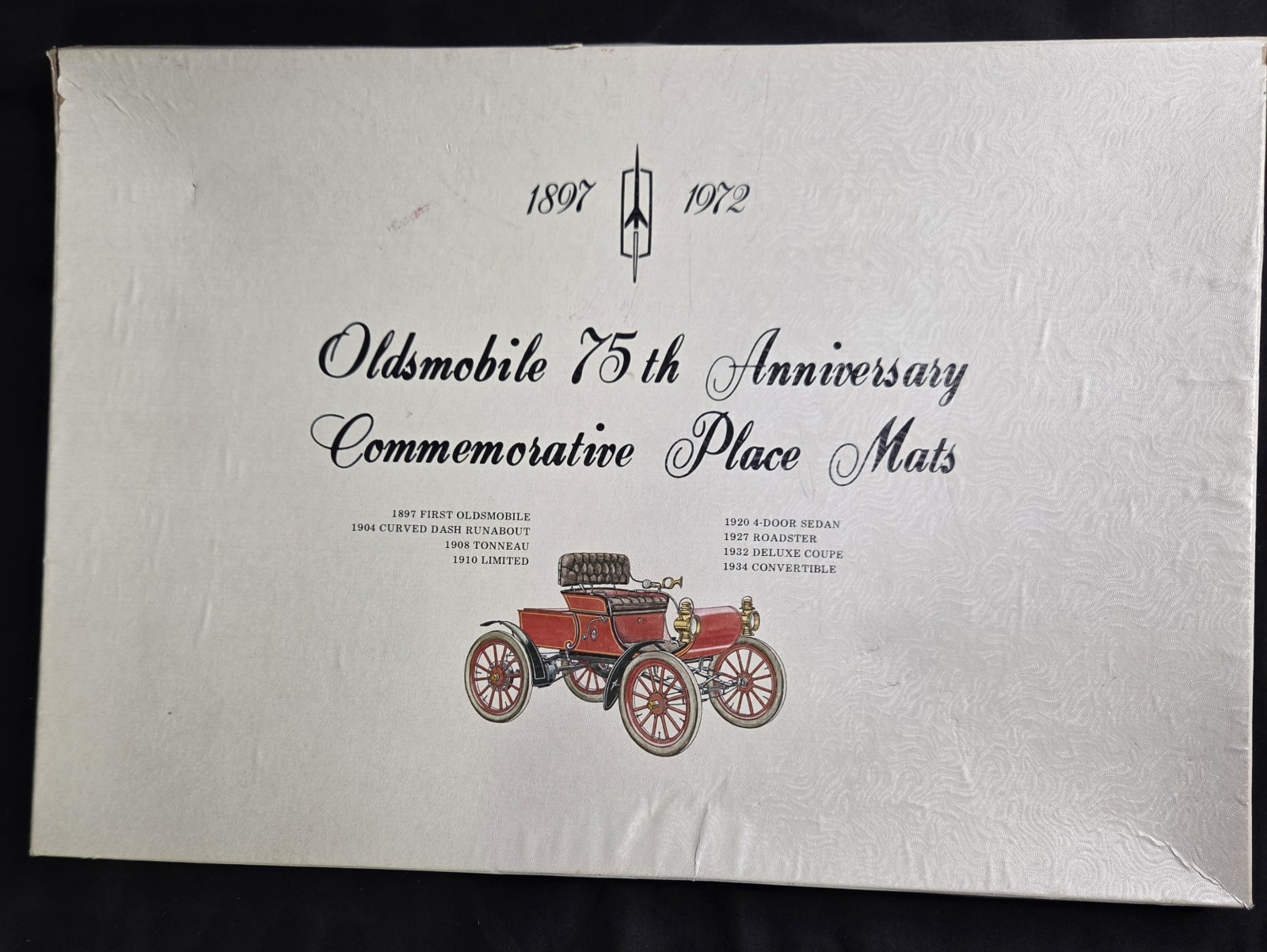 Oldsmobile 75th Anniversary Commemorative Place Mats 4pc Double Sided 1897-1972 Oldsmobile 75th Anniversary Commemorative Place Mats 4pc Double Sided 1897-1972
