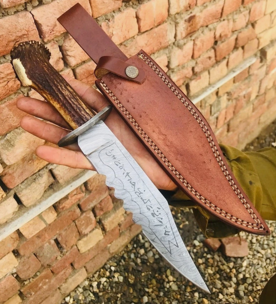 Supernatural Ruby's Demon Knife Handmade Damascus Steel with Stag Antler Handle.