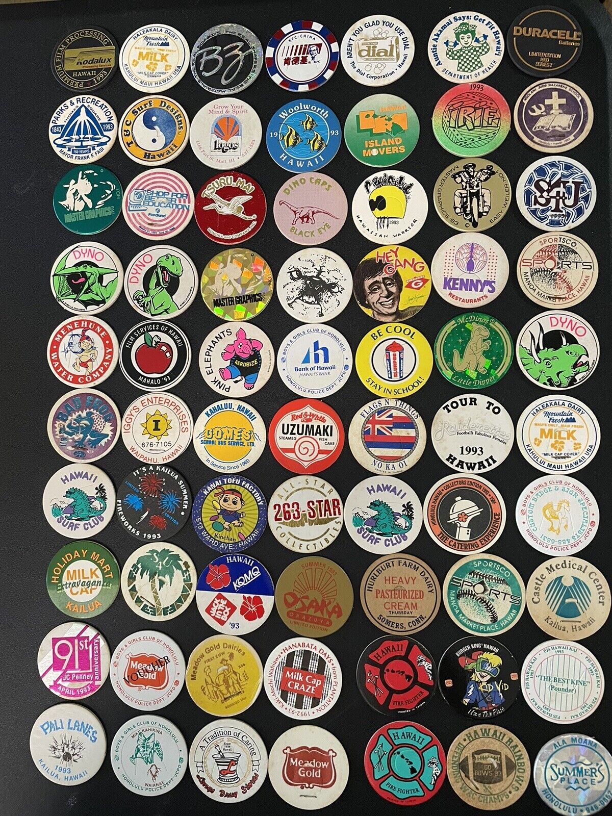 Pogs Vintage Hawaii Lot Of 70 1990’s Collectibles Souvenirs From The Aloha State
