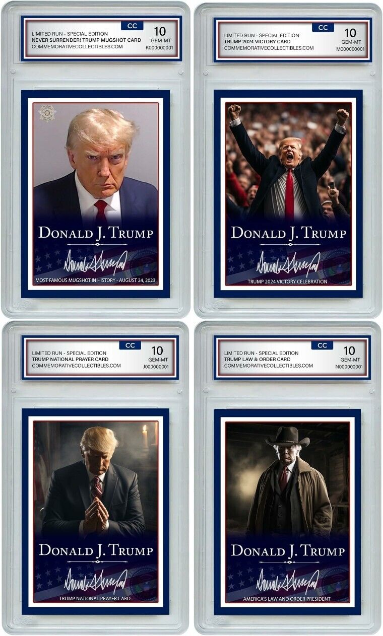 4 Donald Trump Mugshot Collector's Trading Card Holographic - Gem Mint 10 Rated